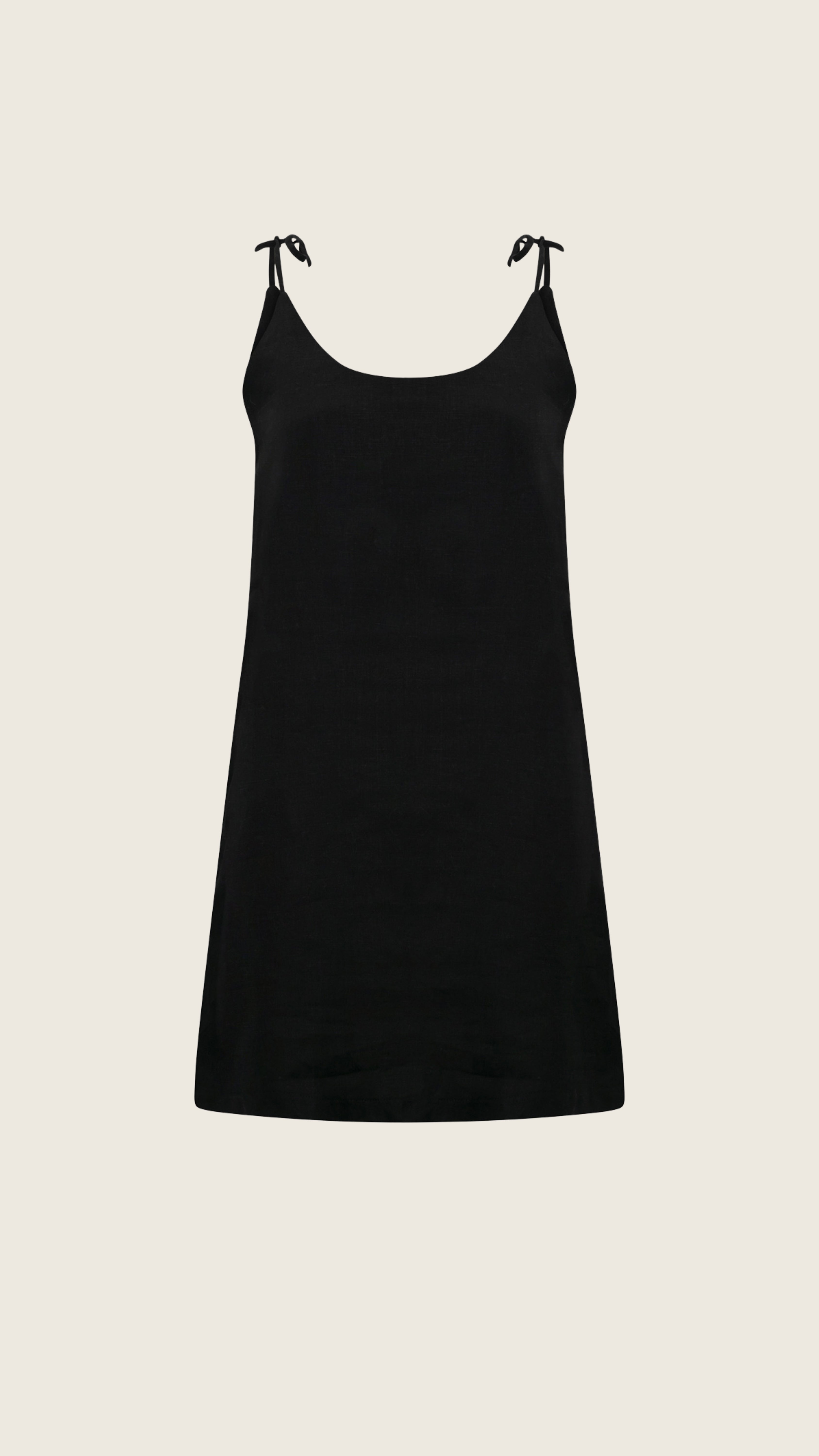 Vestido Feminino Letícia de Linho Puro · Curto Minimalista com Amarração | Baddu