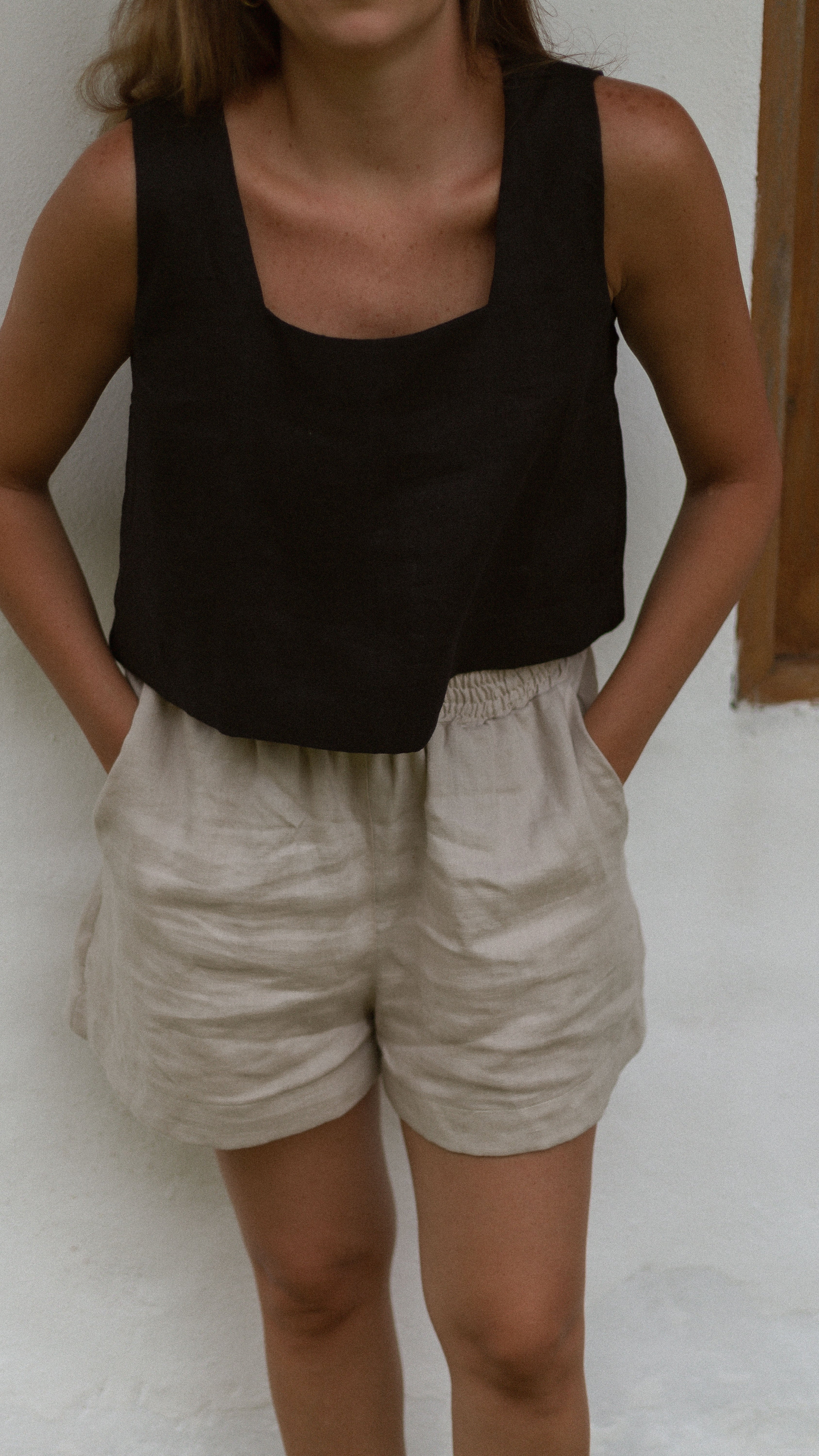 Regata Decote Quadrado 100% Linho