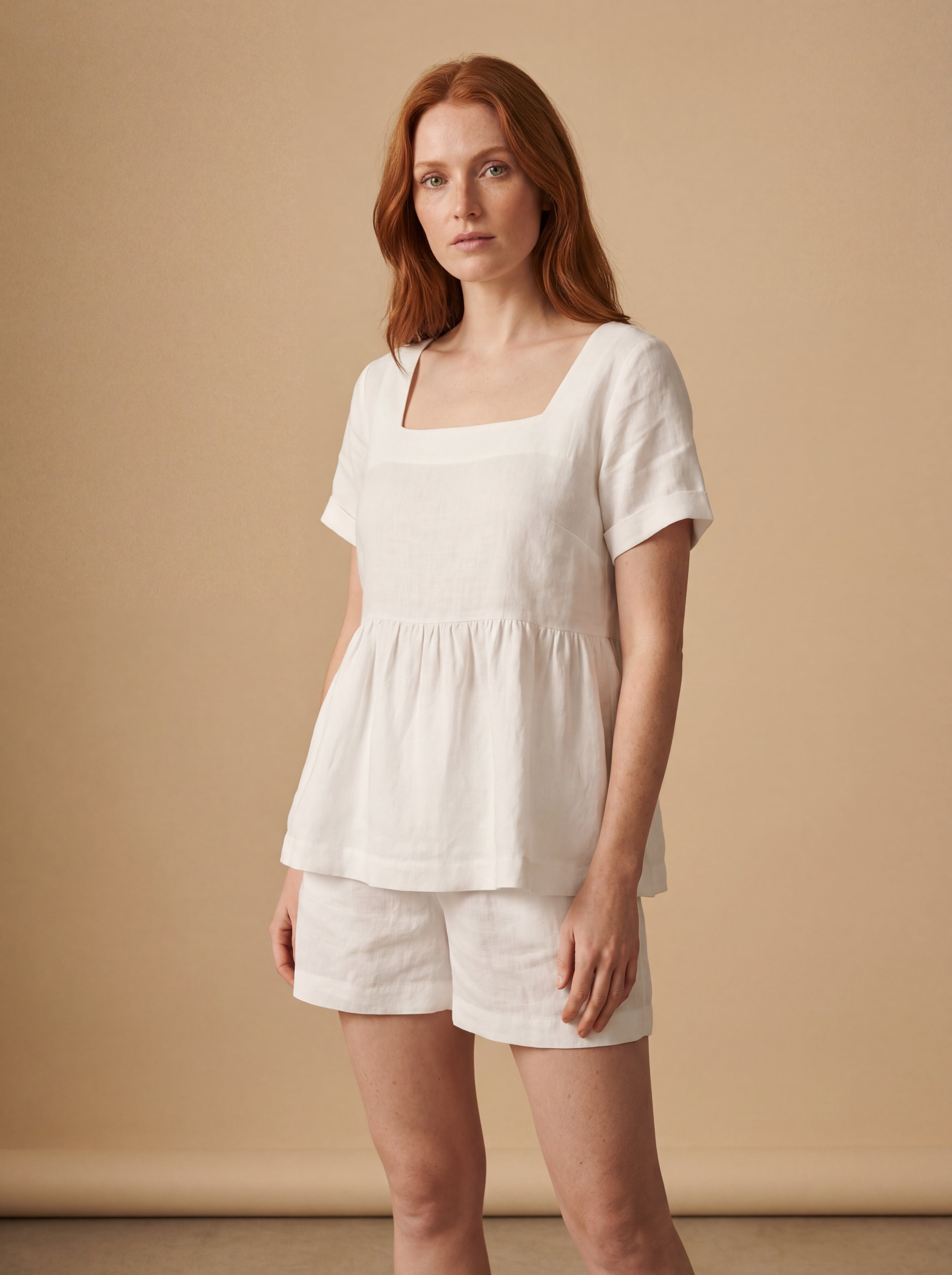 Conjunto Bata Amélia e Shorts Dora Linho Puro · 2 peças