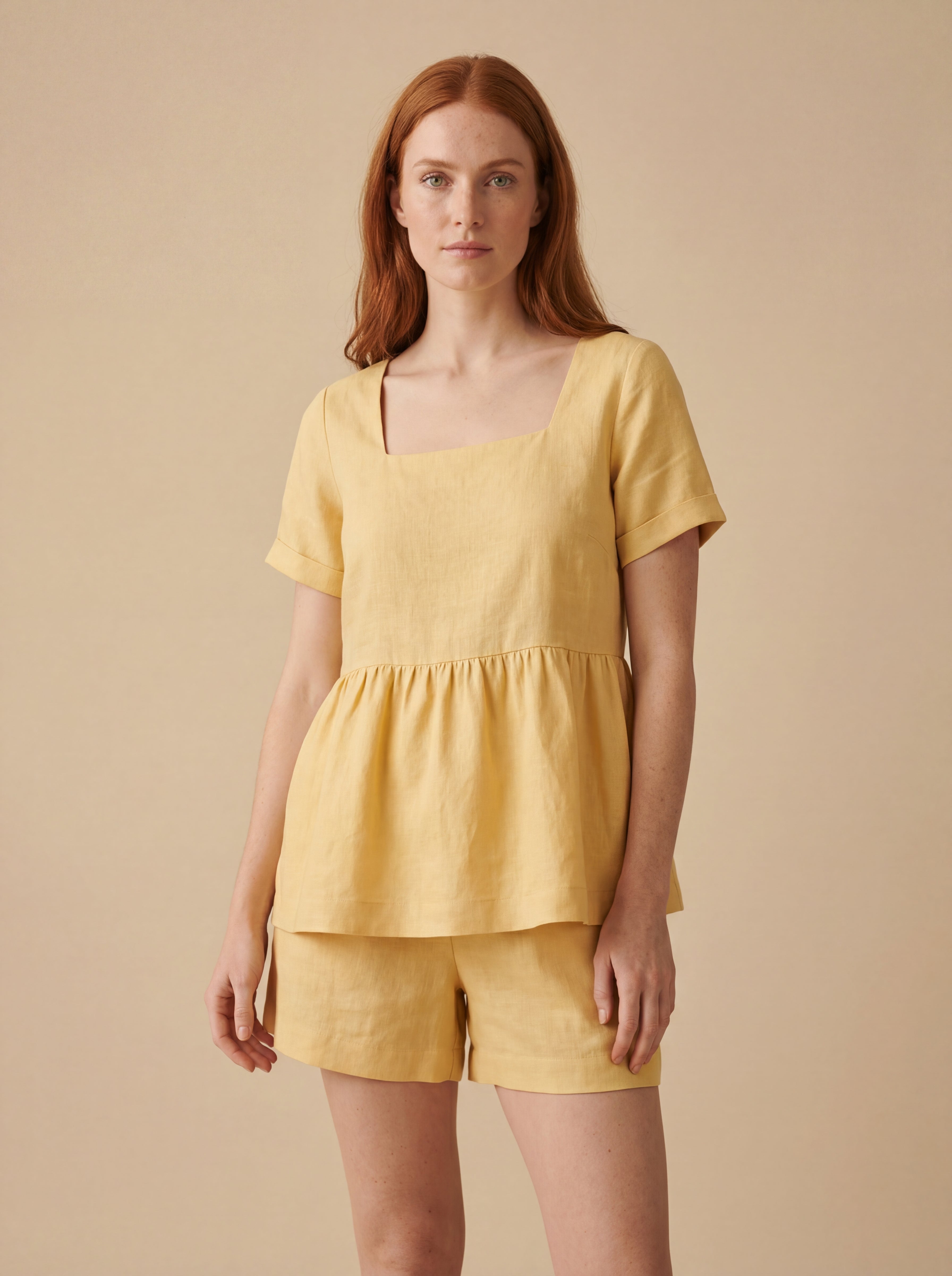 Conjunto Bata Amélia e Shorts Dora Linho Puro · 2 peças