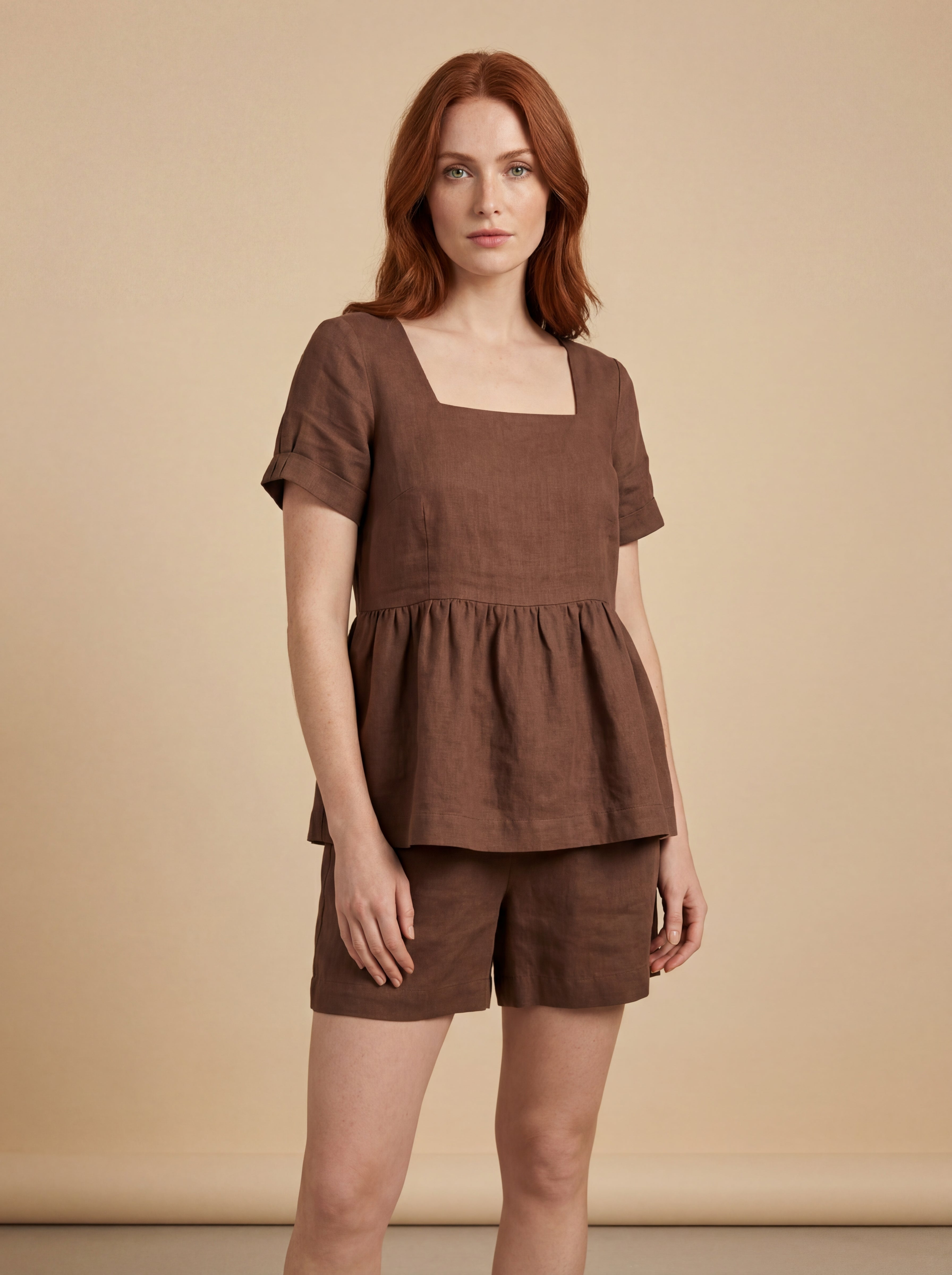 Conjunto Bata Amélia e Shorts Dora Linho Puro · 2 peças