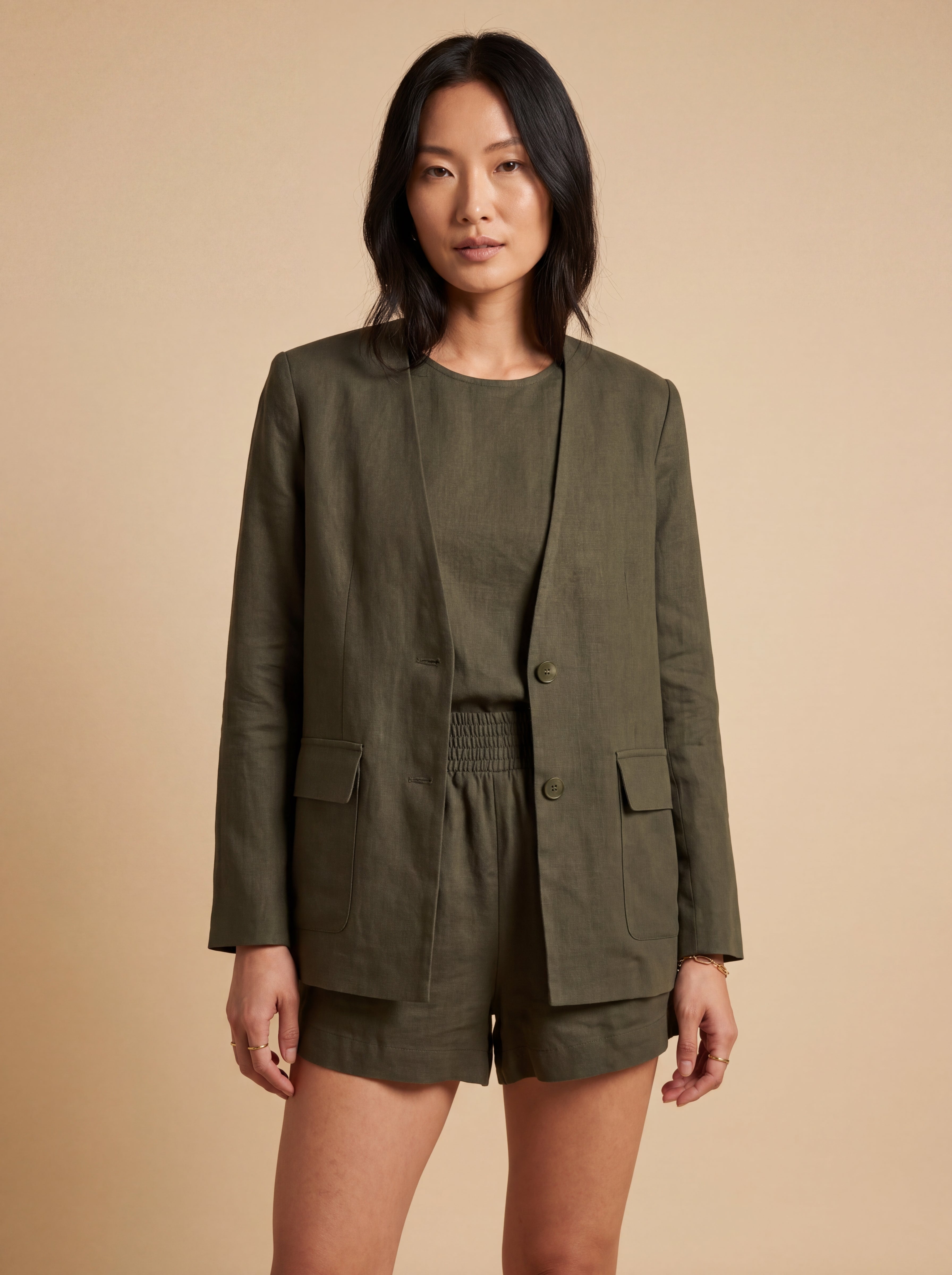 Conjunto Olívia Linho Puro · 3 peças