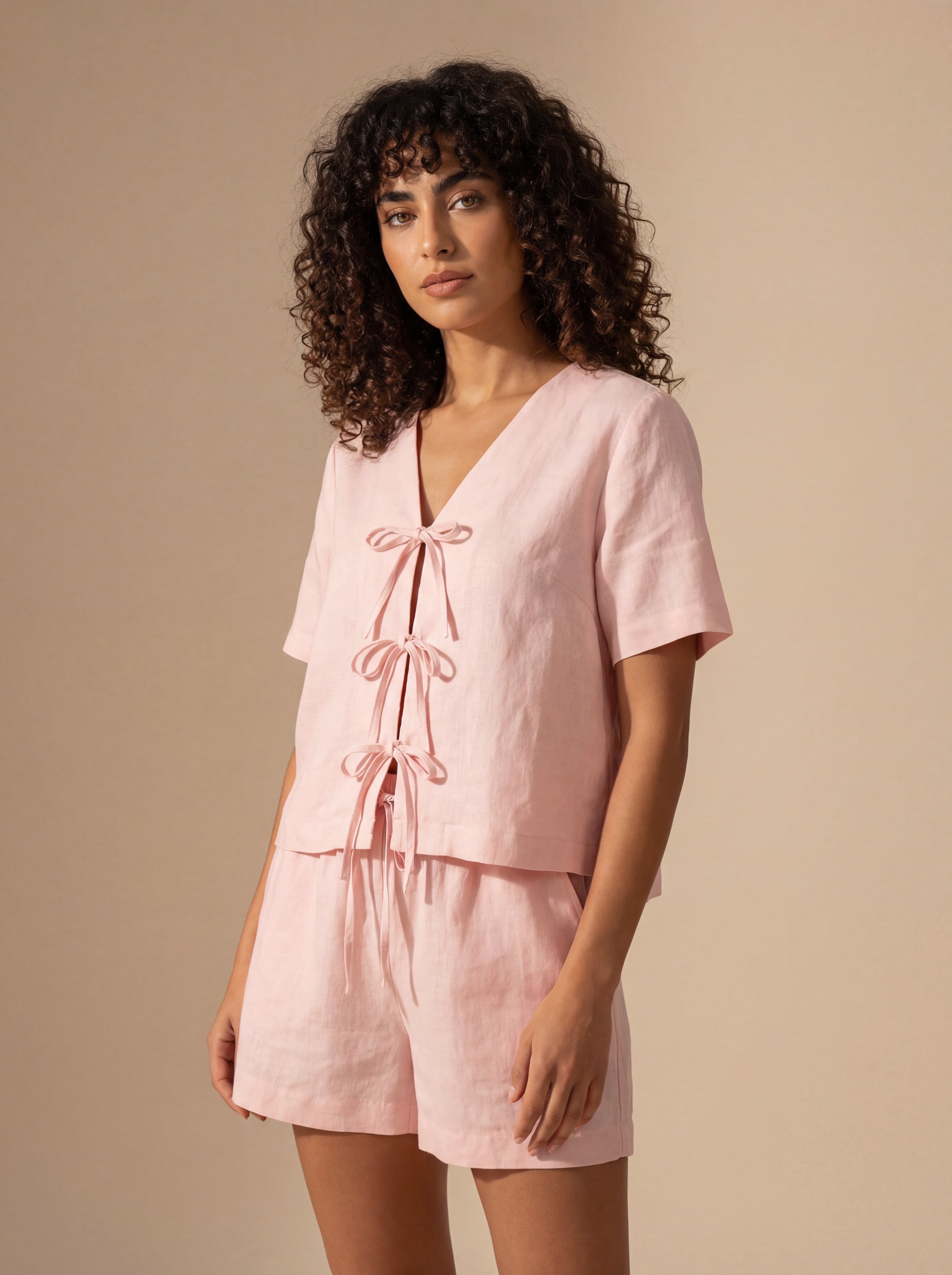 Blusa Laços Frontais Linho Puro