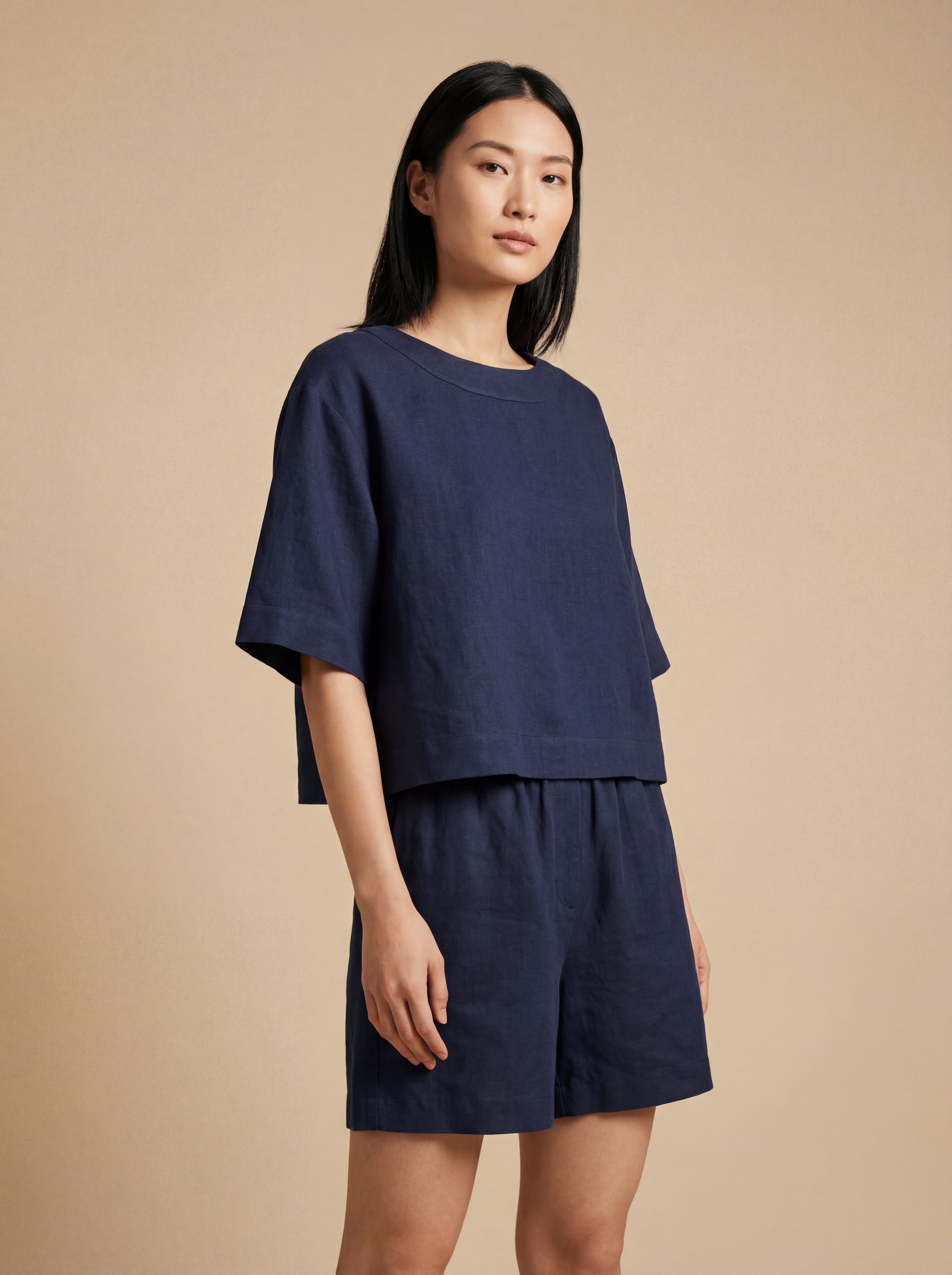 Conjunto Blusa Mayra e Shorts Dora Linho Puro · 2 peças