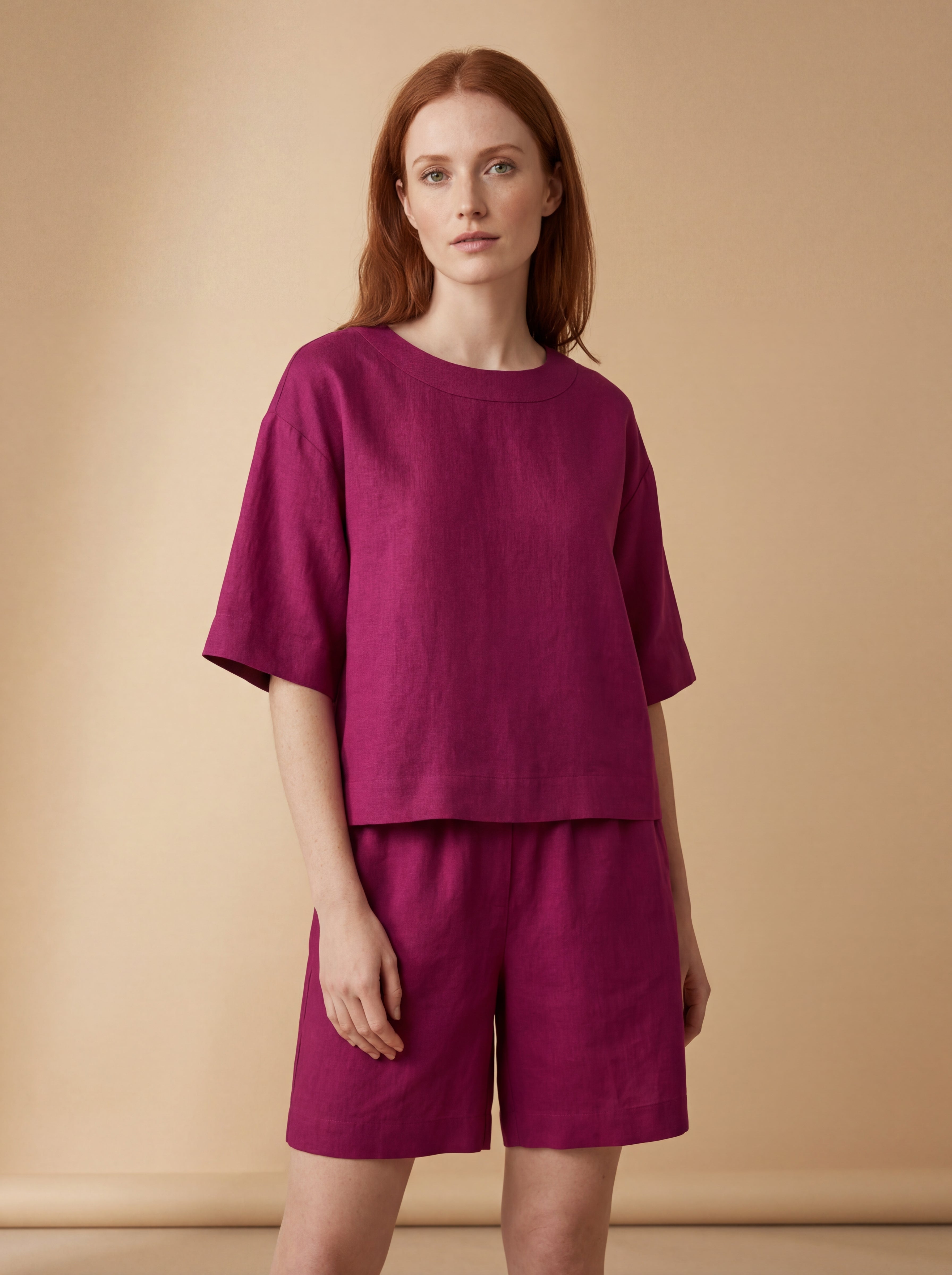 Conjunto Blusa Mayra e Shorts Dora Linho Puro · 2 peças