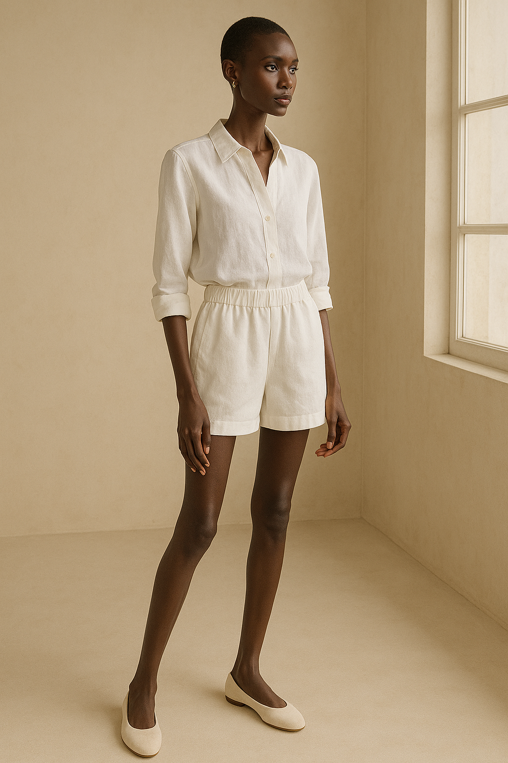 Shorts Dora 100% Linho Branco