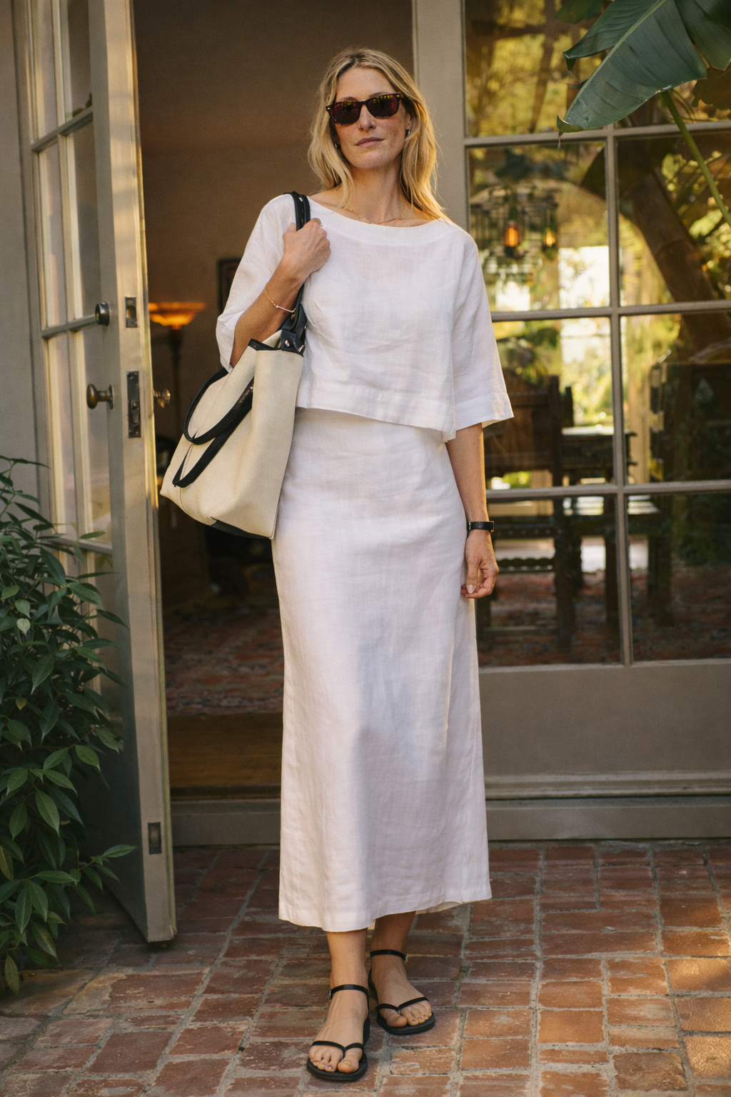 Saia Midi Sarah Linho Puro