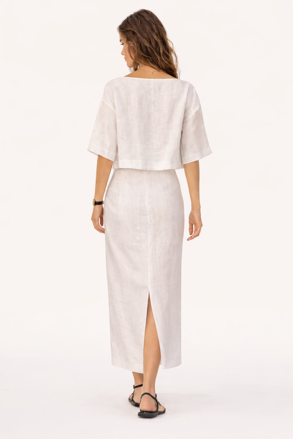 Saia Midi Sarah Linho Puro