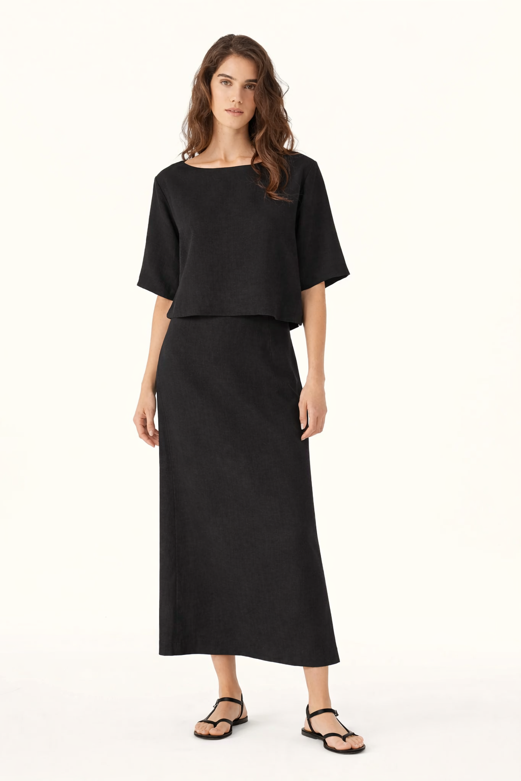 Saia Midi Sarah Linho Puro