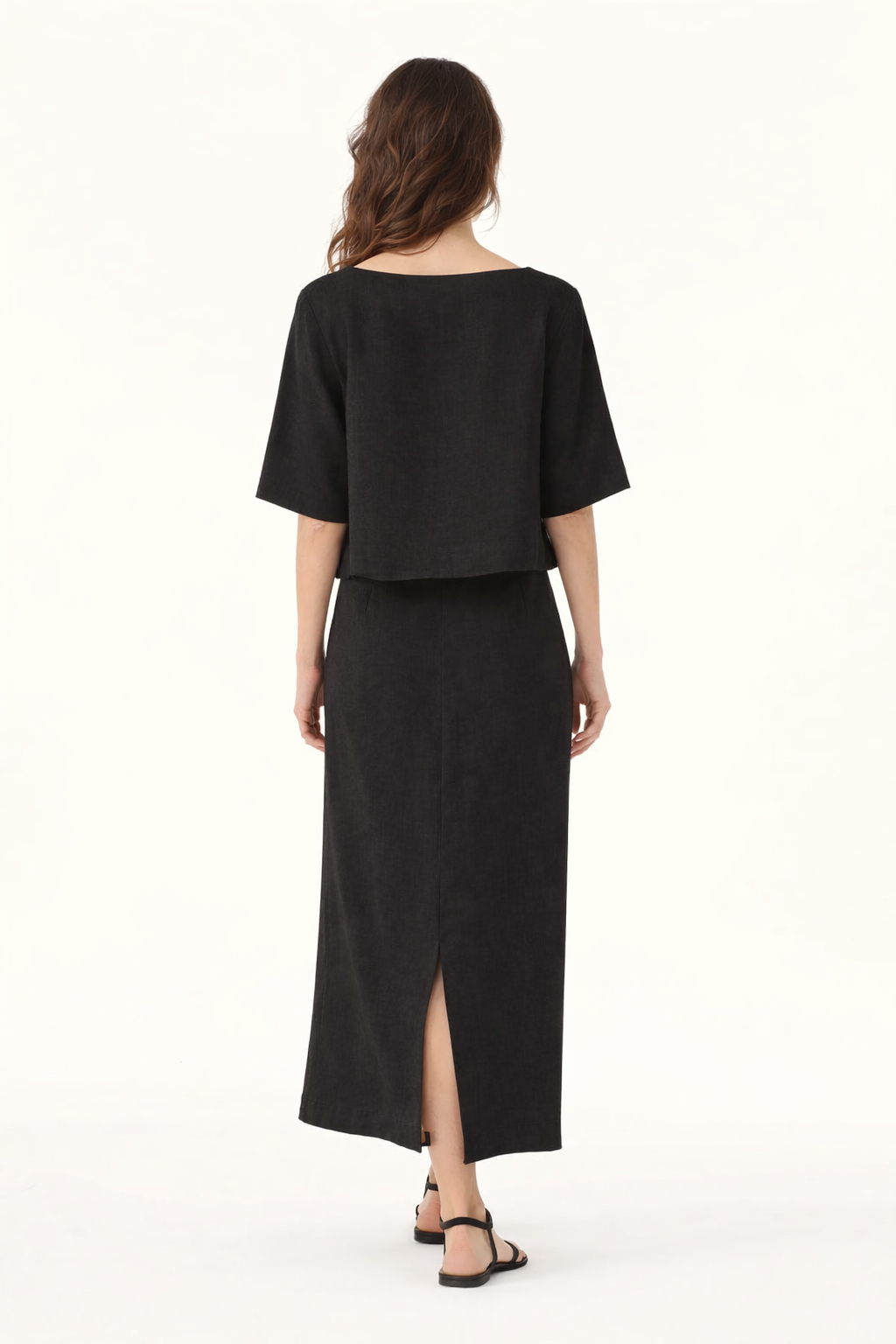 Saia Midi Sarah Linho Puro