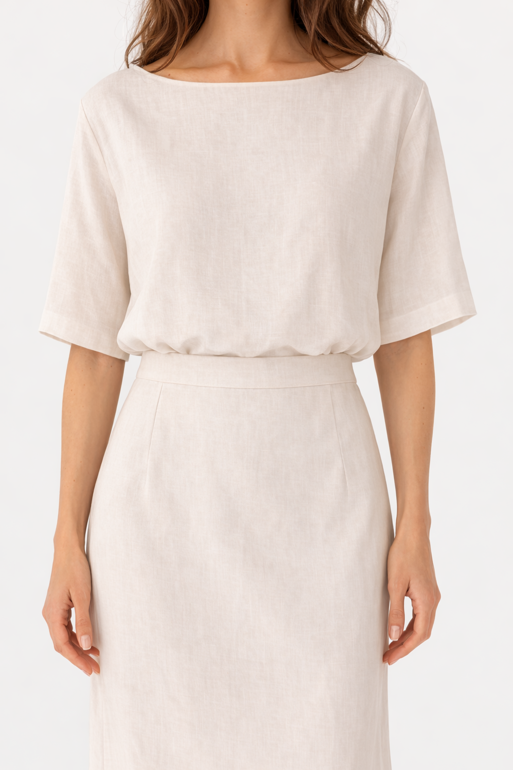 Saia Midi Sarah Linho Puro