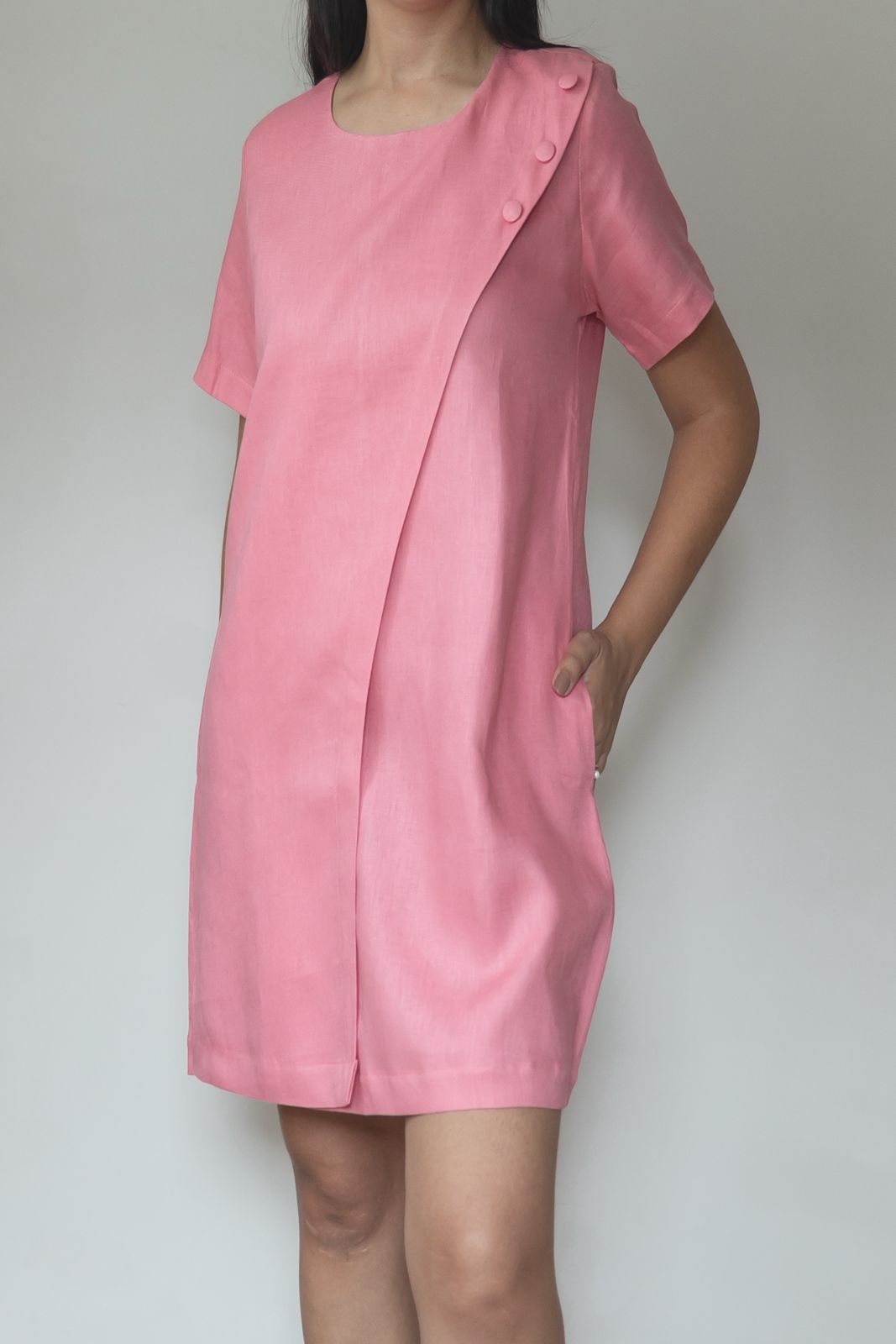 Vestido Júlia 100% Linho Rosa Antigo