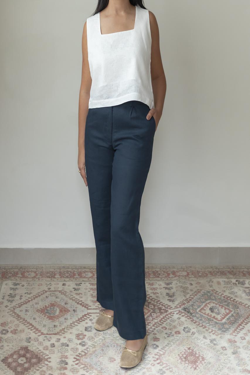 Calça Vera 100% Linho Marinho