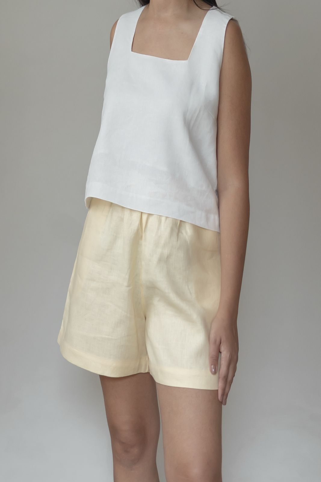 Short Dora 100% Linho Manteiga