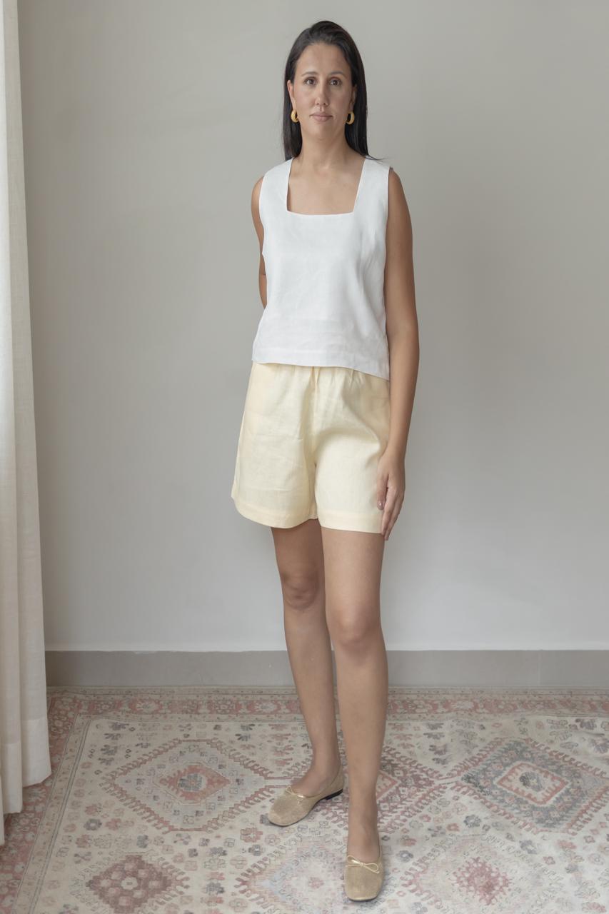 Short Dora 100% Linho Manteiga