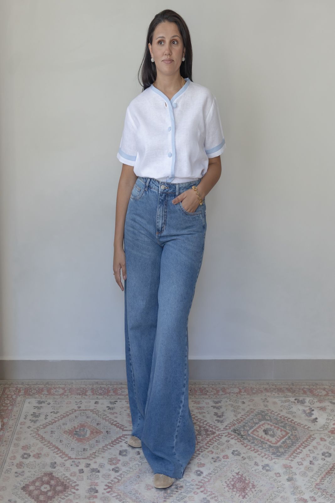 Blusa Milena 100% Linho Branca