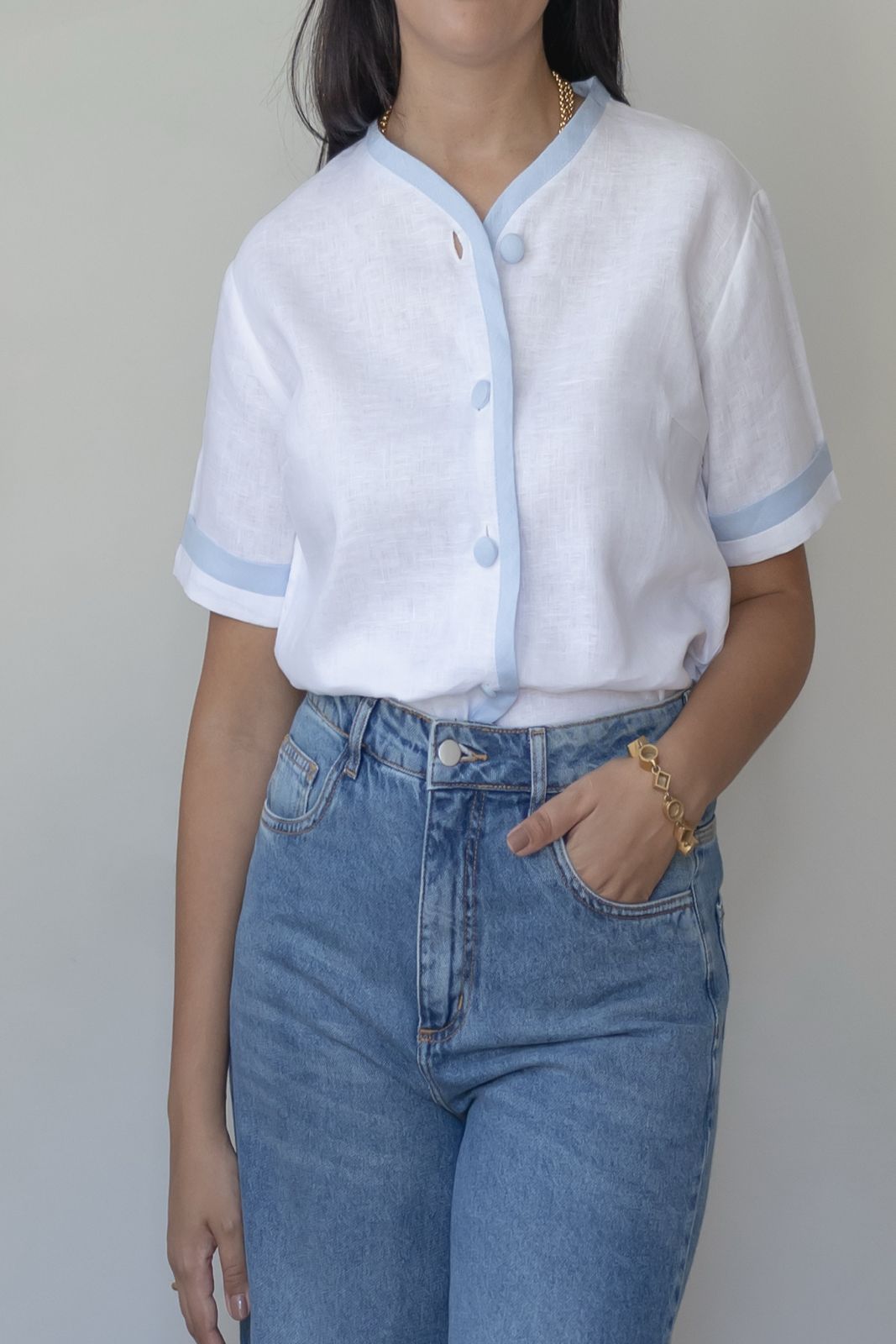 Blusa Milena 100% Linho Branca