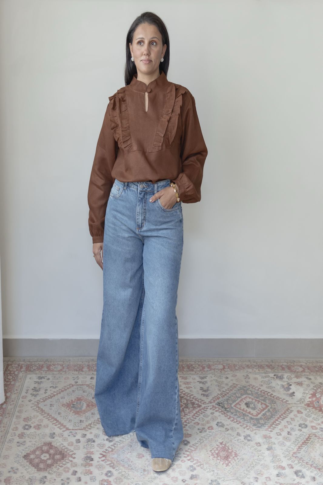 Camisa Laura 100% Linho Chocolate