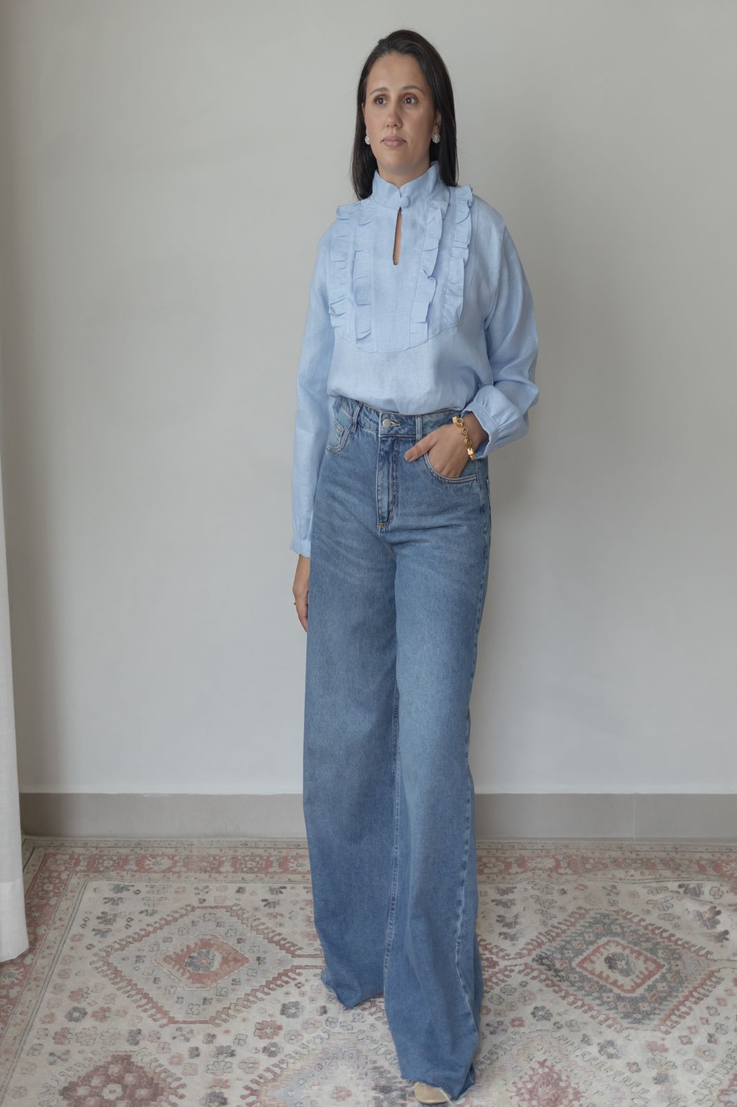 Camisa Laura 100% Linho Hortênsia