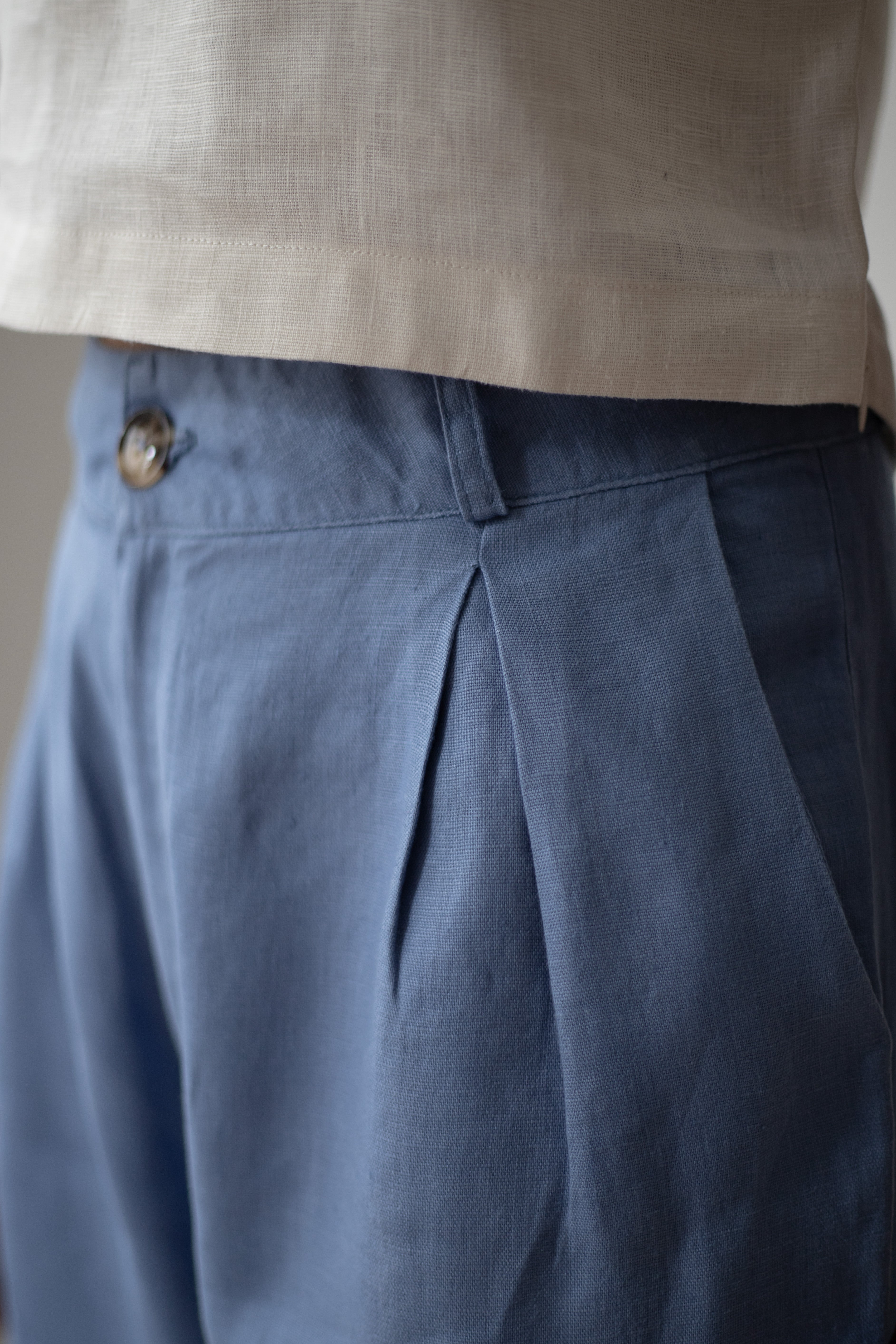 Calça Vera 100% Linho Azul médio