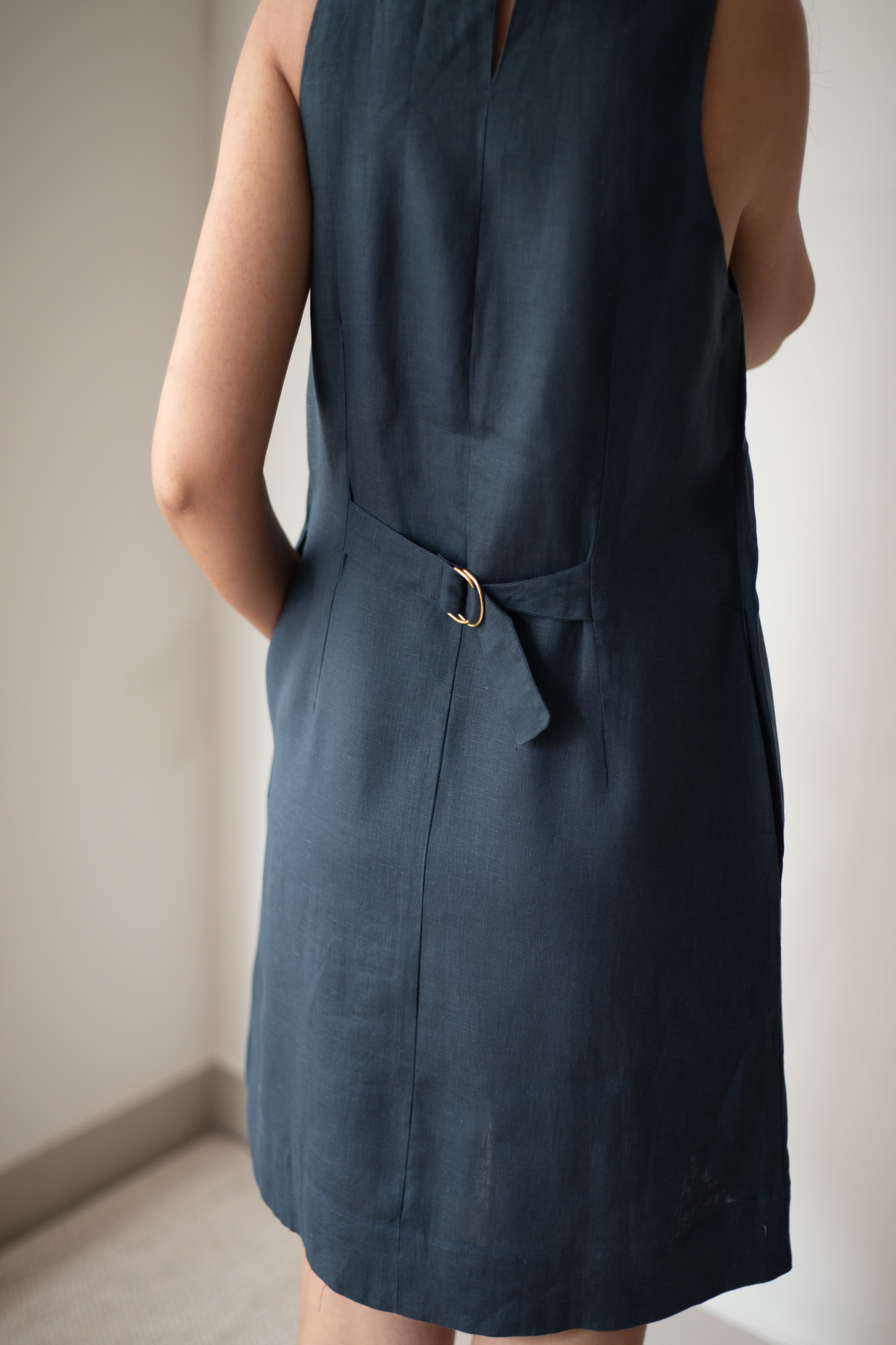 Vestido Alice 100% Linho Marinho