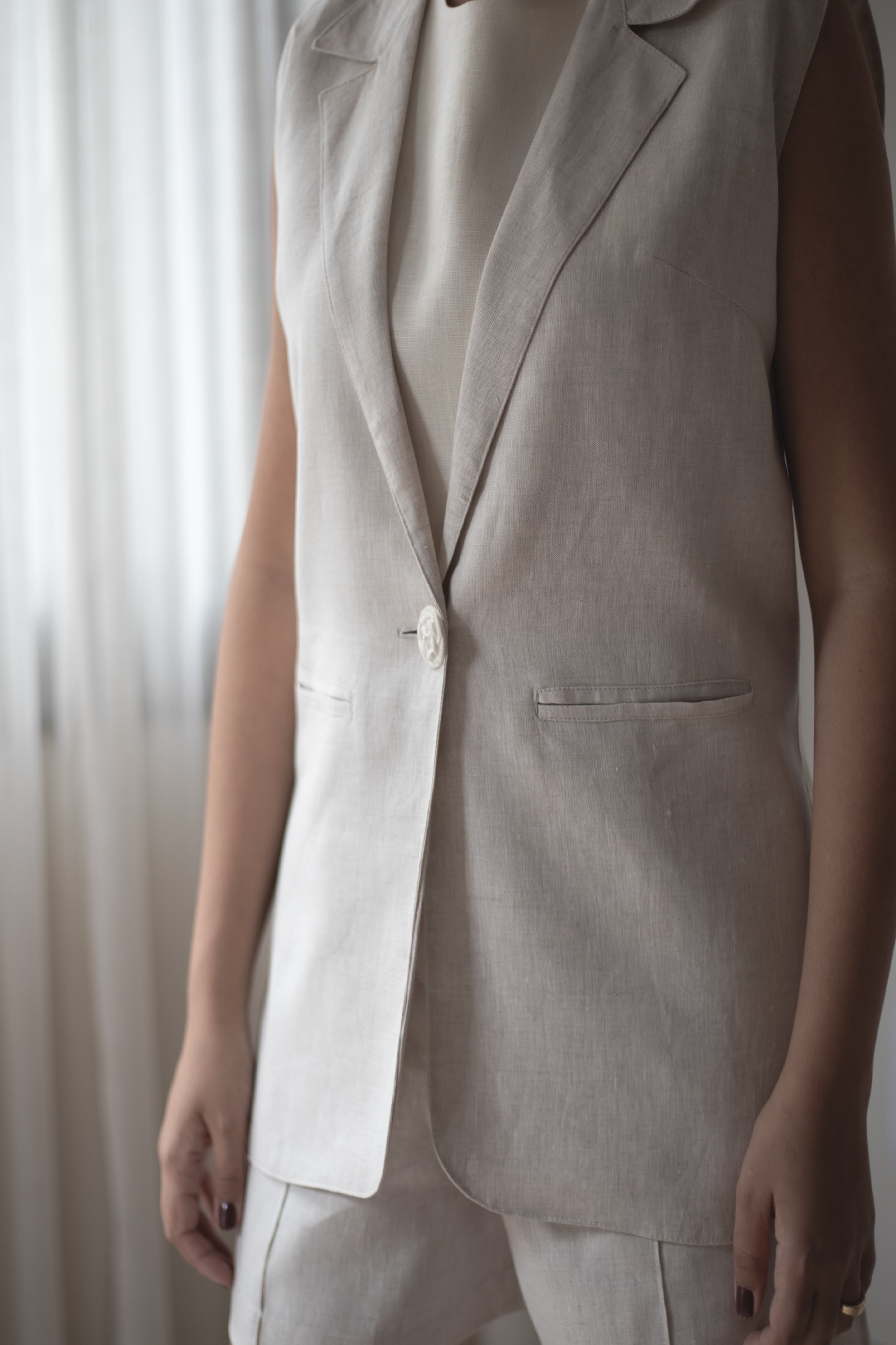 Colete Aline 100% Linho Cru