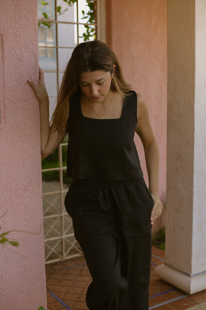 Set Lia 100% Linho Preto - 2 Peças