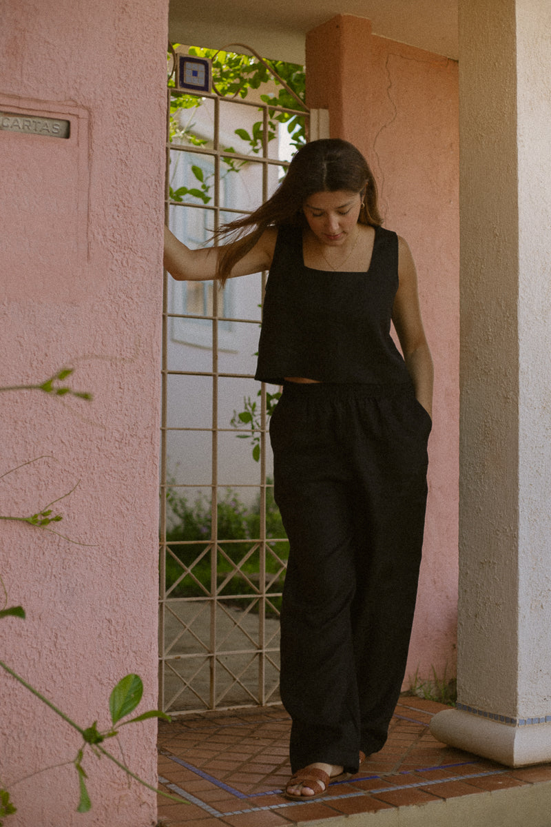 Set Lia 100% Linho Preto - 2 Peças