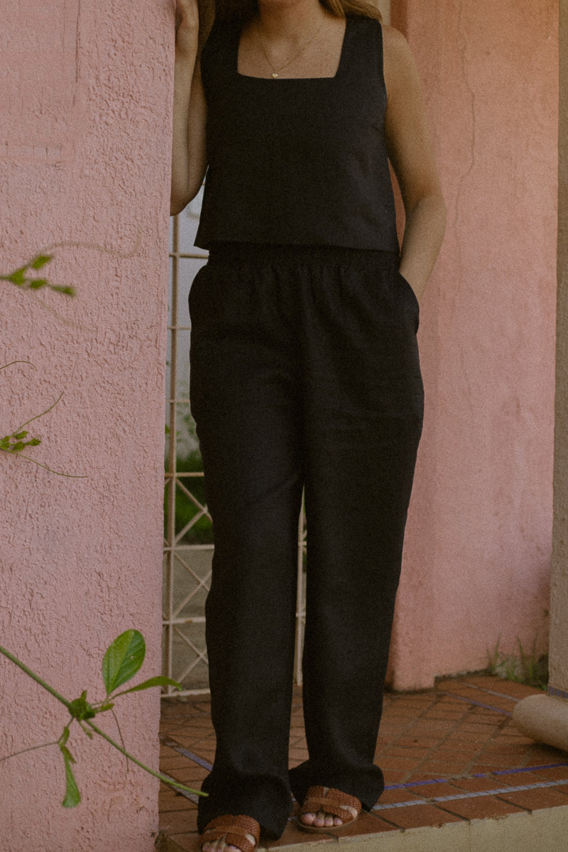 Set Lia 100% Linho Preto - 2 Peças