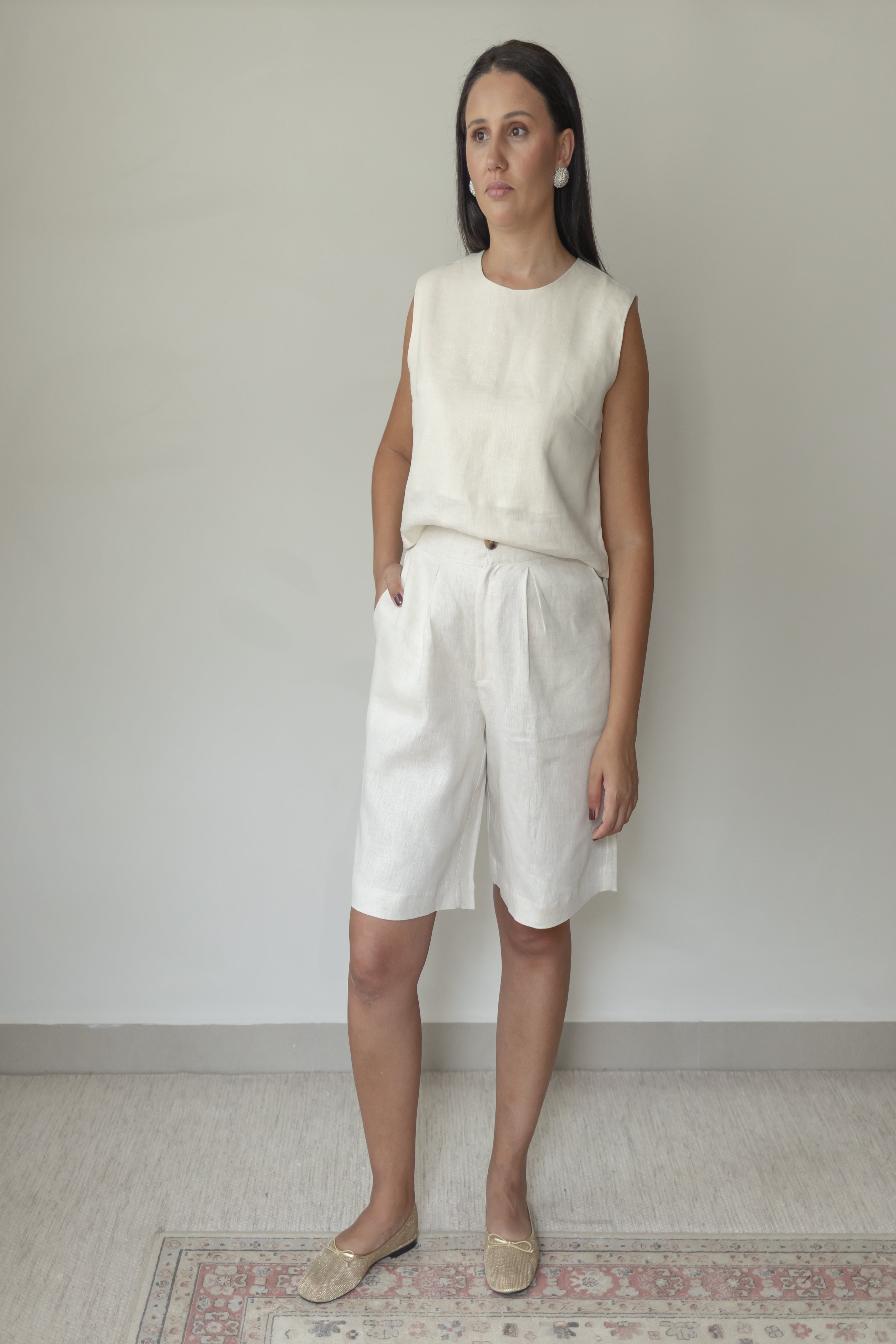 Bermuda Nara 100% Linho Cru