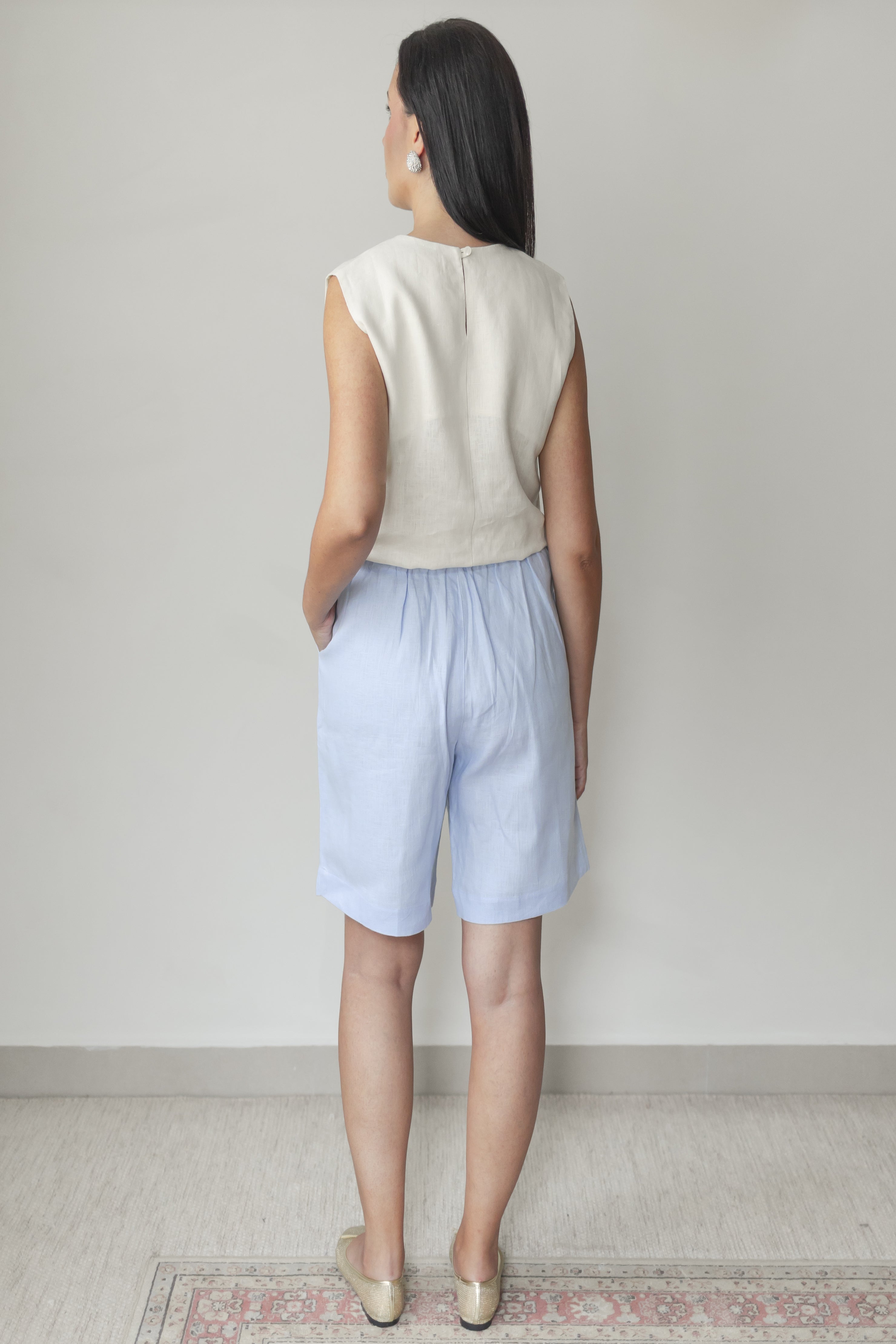 Bermuda Mayara 100% Linho Hortênsia