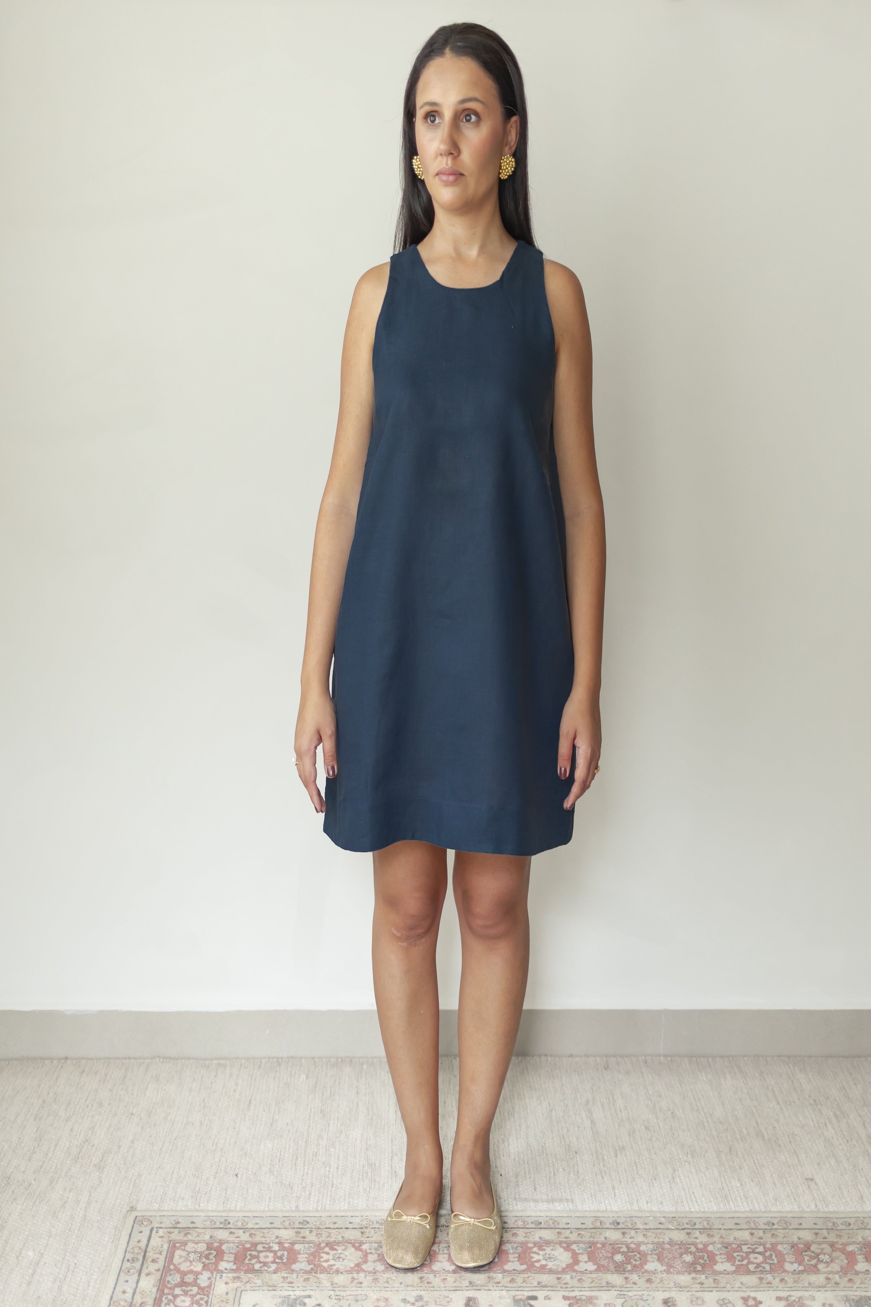 Vestido Alice 100% Linho Marinho