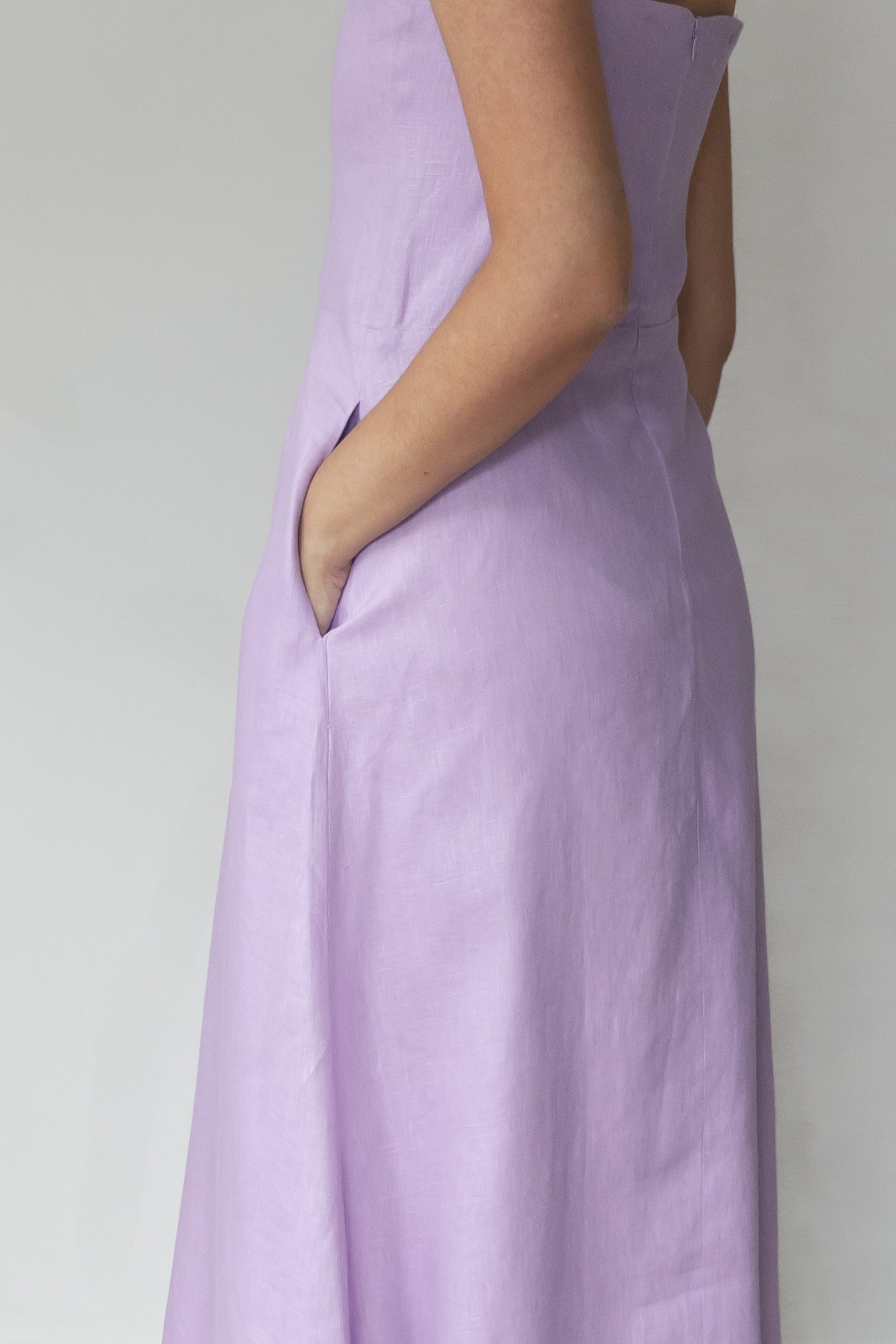 Vestido Dália 100% Linho Lilás