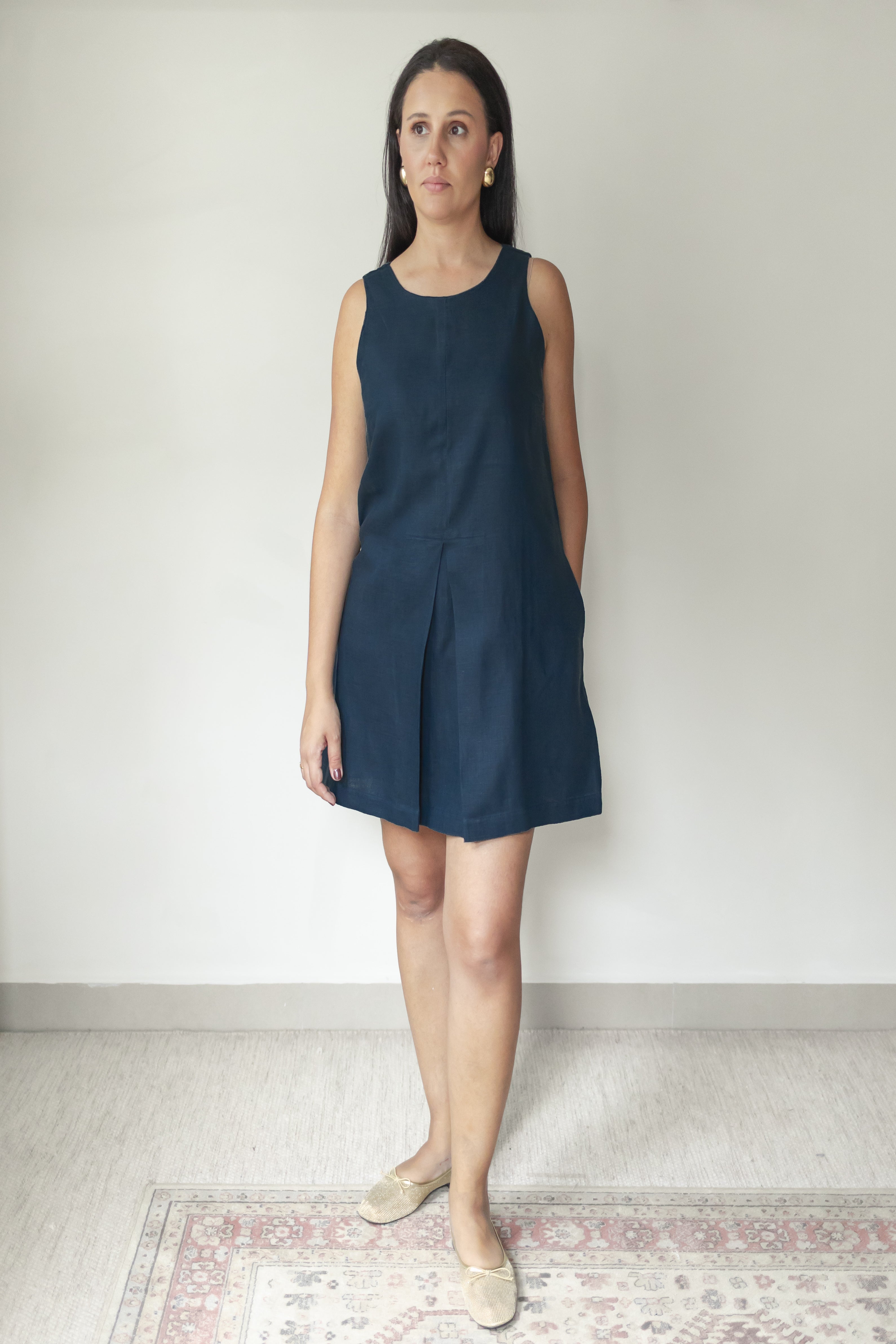 Vestido Isabeli 100% Linho Marinho