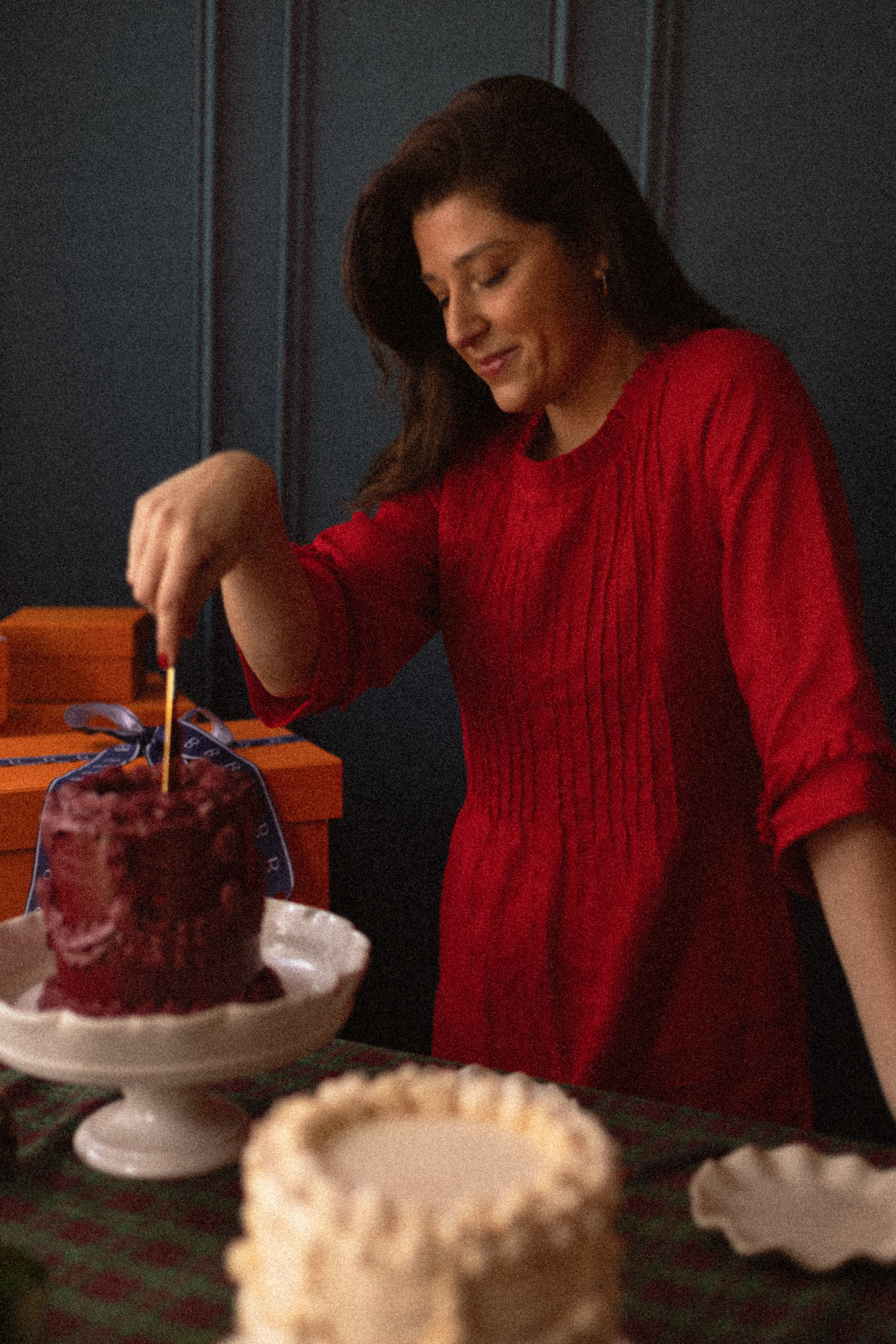 Vestido Alpina 100% Linho Cereja