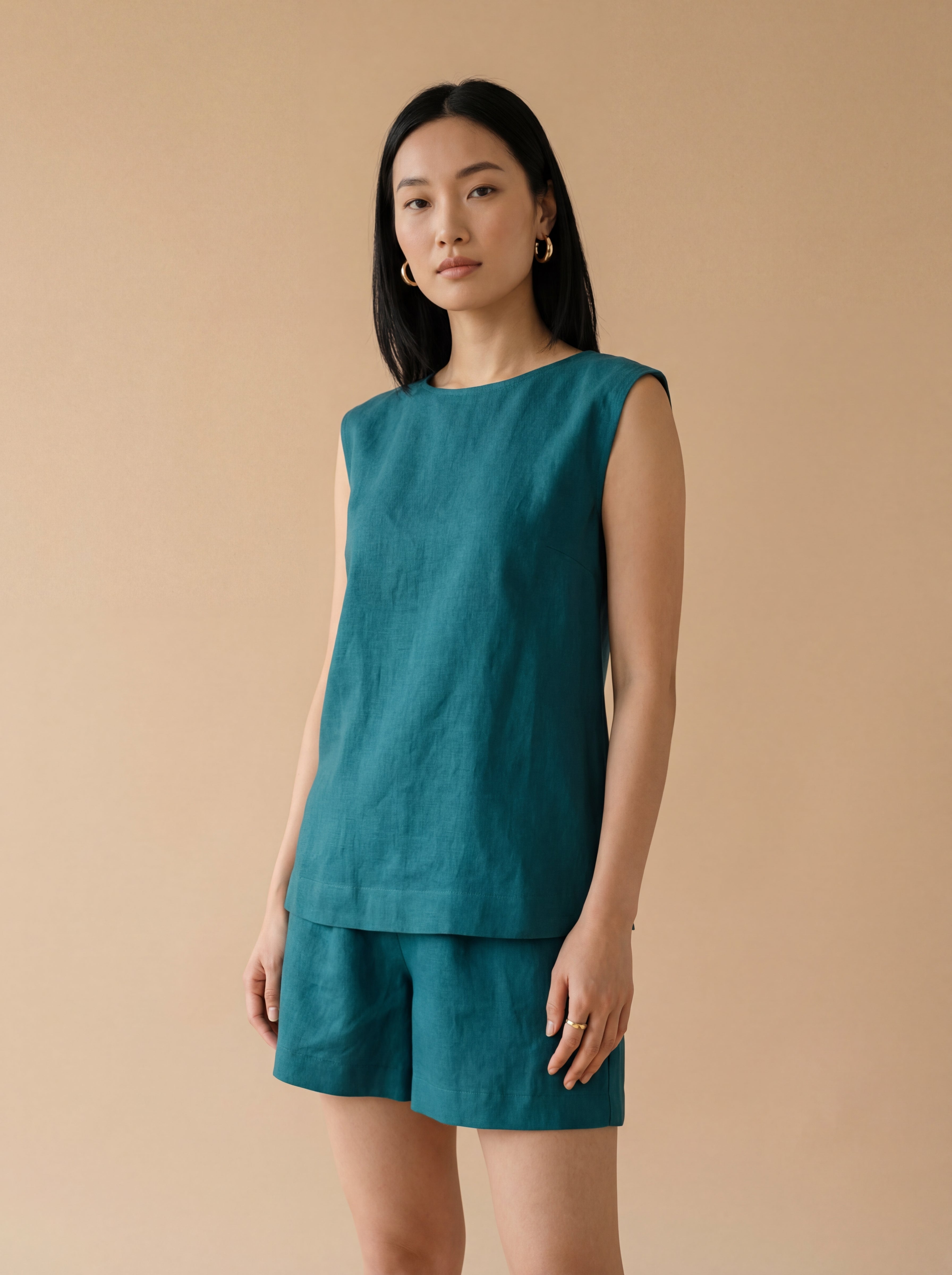 Conjunto Blusa Bárbara e Shorts Dora Linho Puro · 2 peças