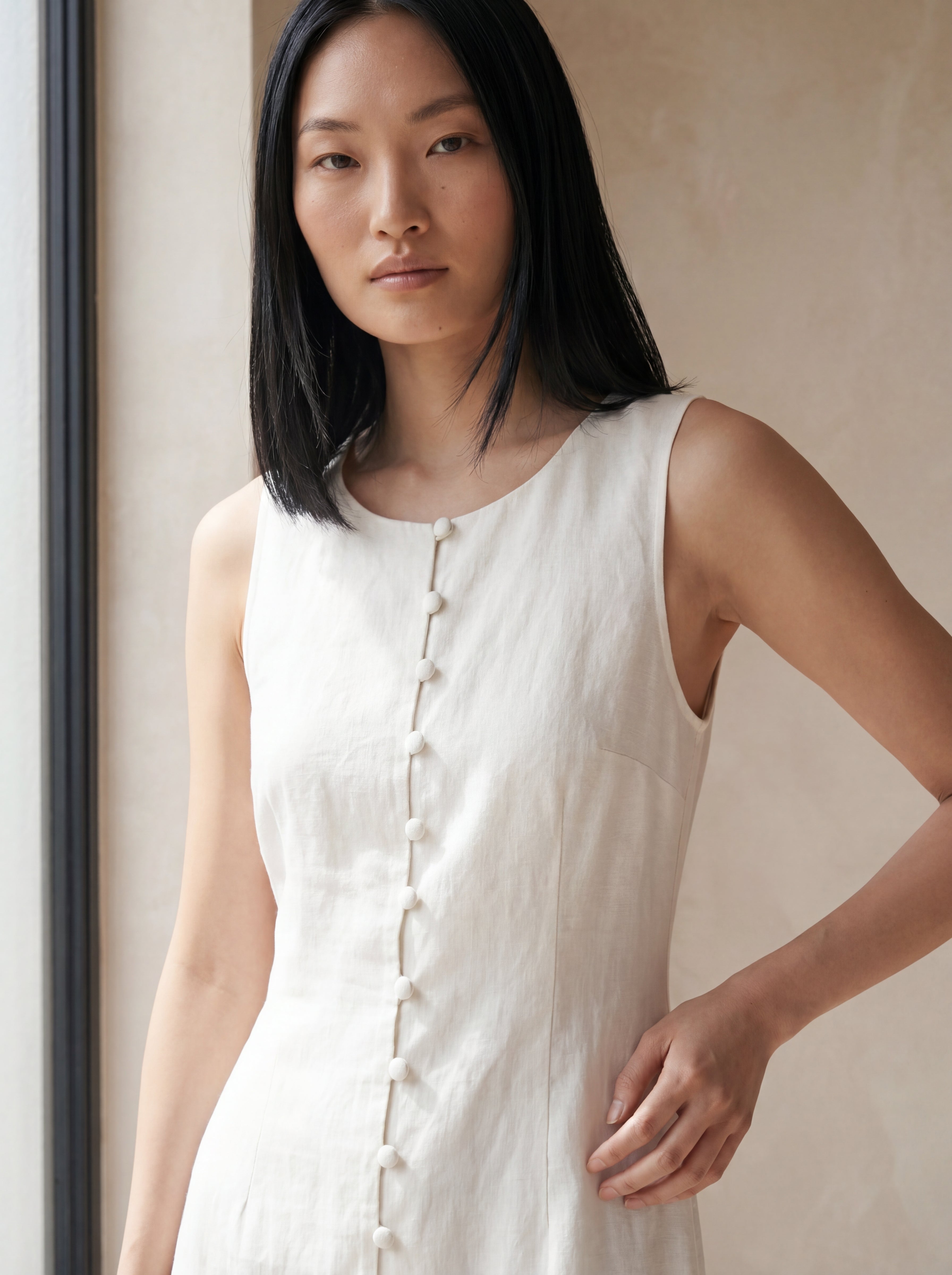 Vestido Midi Carol Offwhite — Frente 01 #Cor_Offwhite