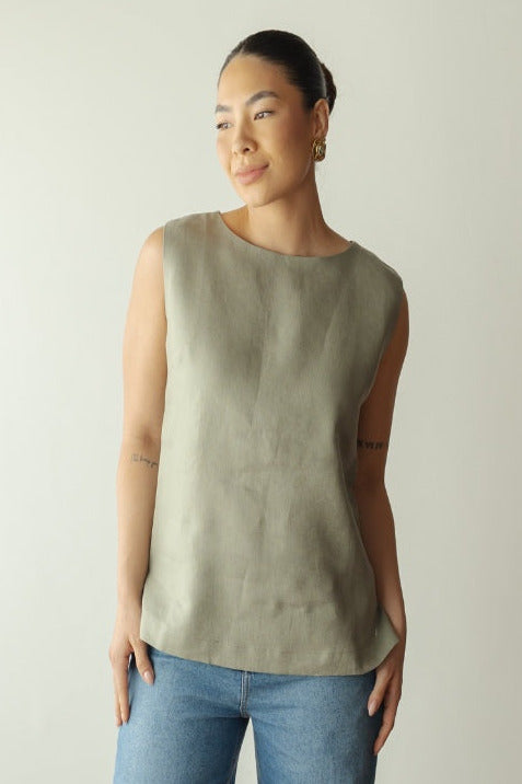 Blusa Bárbara 100% Linho Cáqui