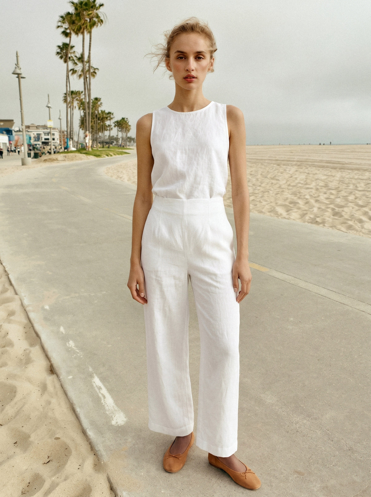 Calça Marina Linho Puro Branco — Praia Corpo inteiro