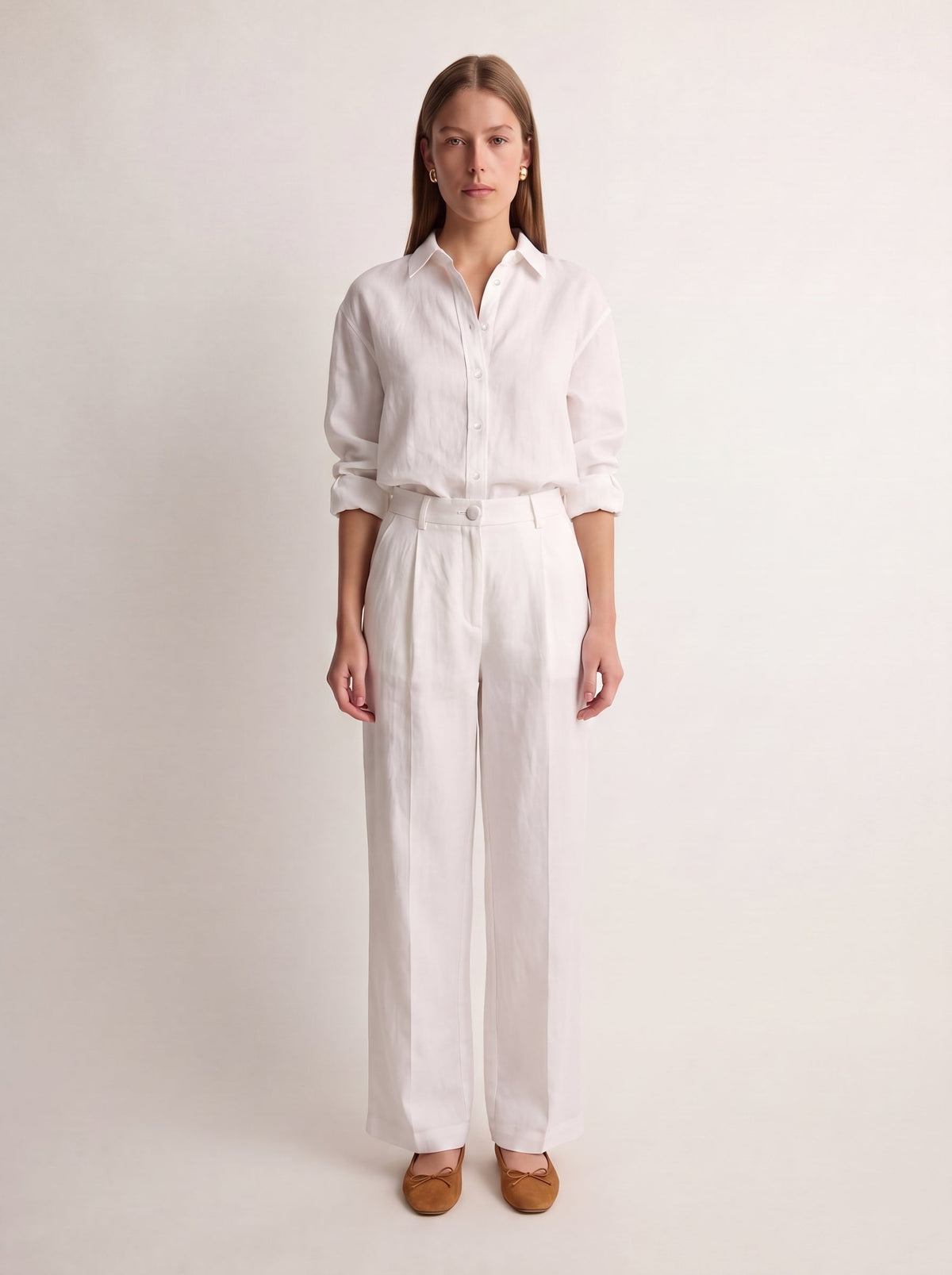 Calça Vera Linho Puro Branco — Frente