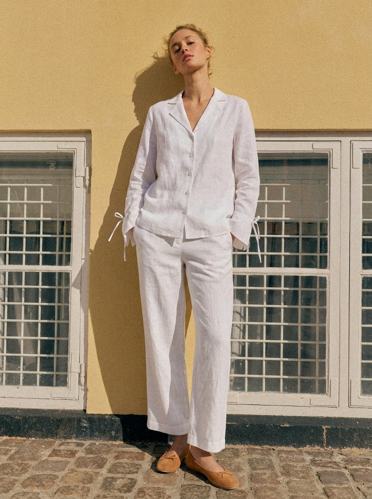 Camisa Paloma Linho Puro Branco — Rua Frente