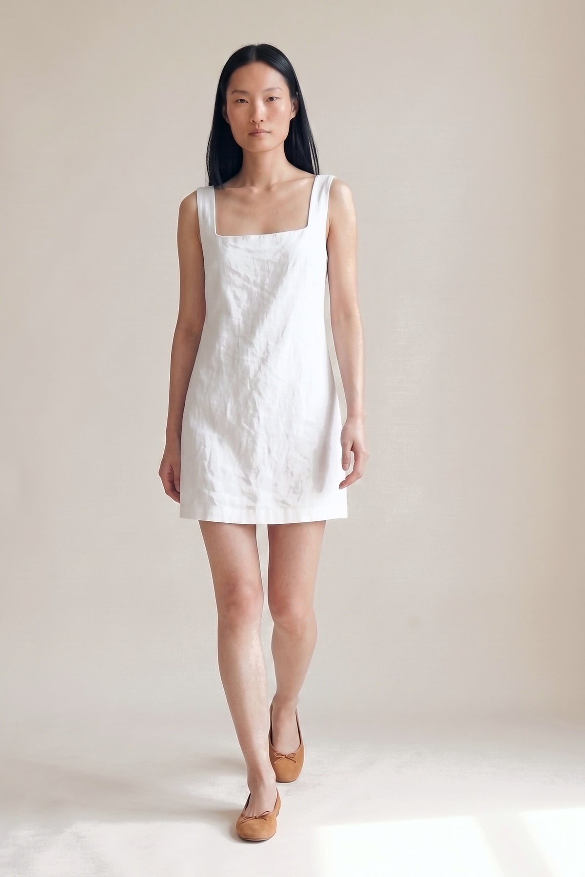 Vestido Laura Linho Puro Branco — Andando #Cor_Branco