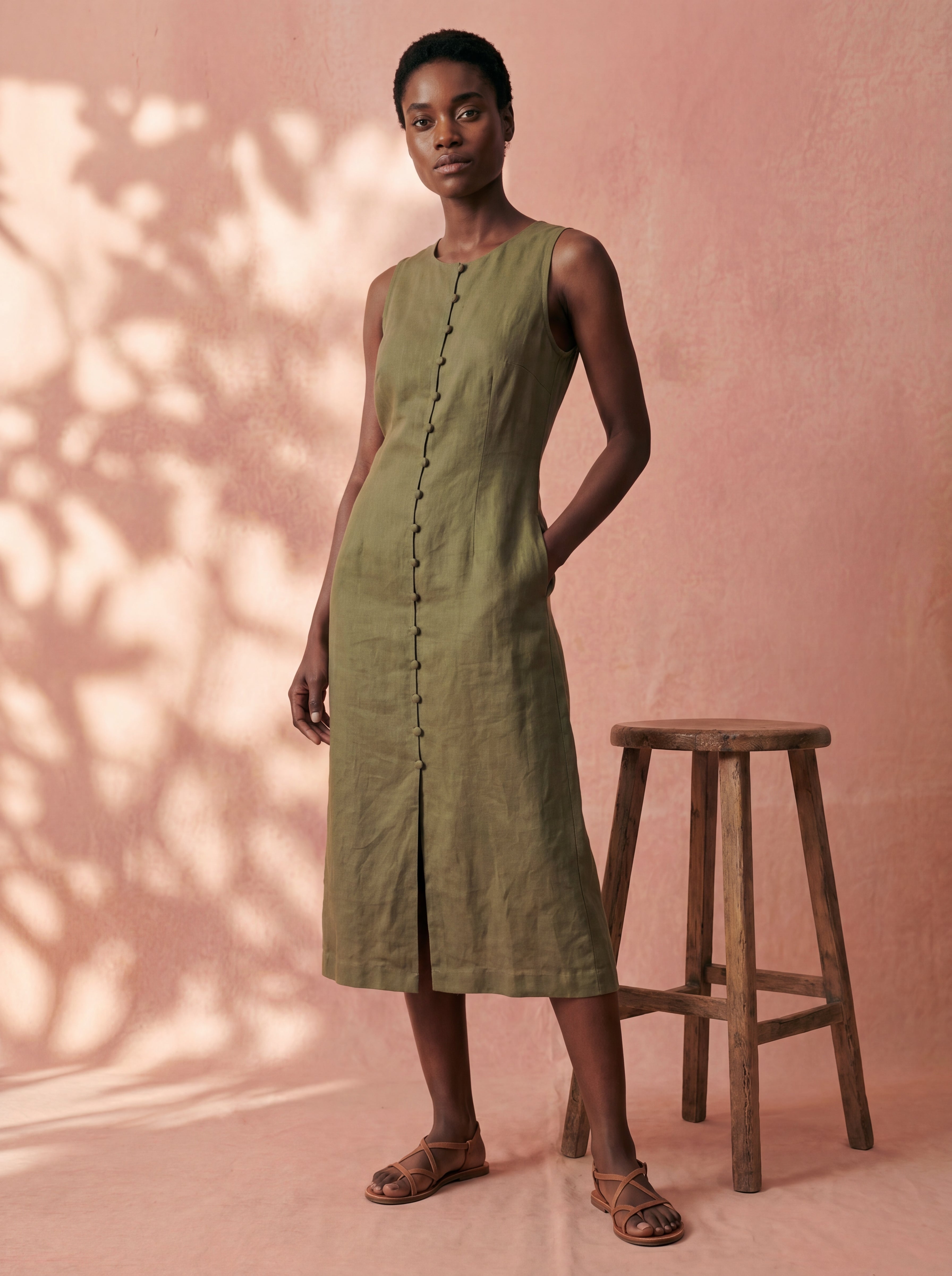 Vestido Midi Carol Linho Puro