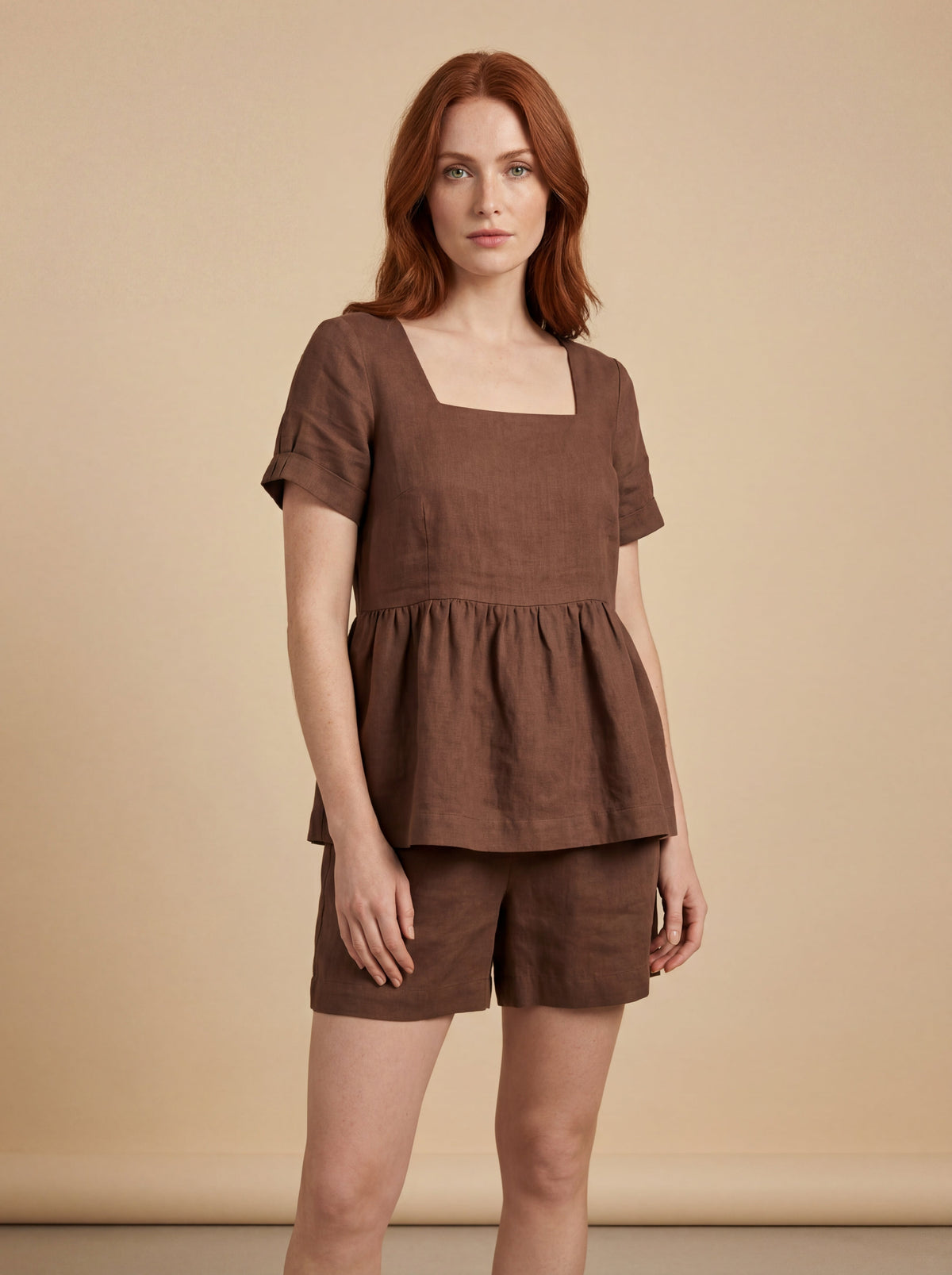Conjunto Bata Amélia e Shorts Dora Linho Puro · 2 peças
