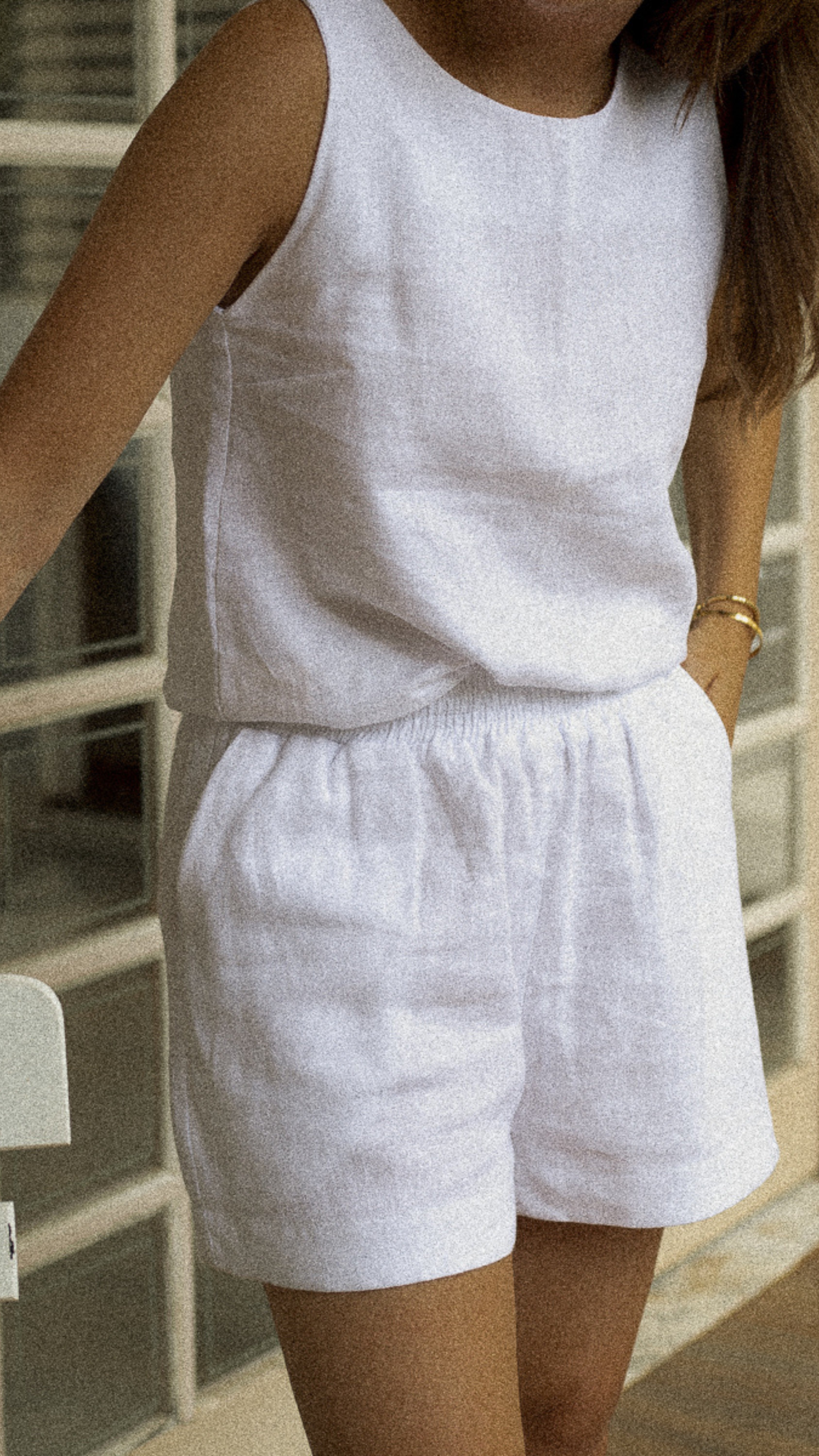 Set Flora 100% Linho Branco - 2 Peças