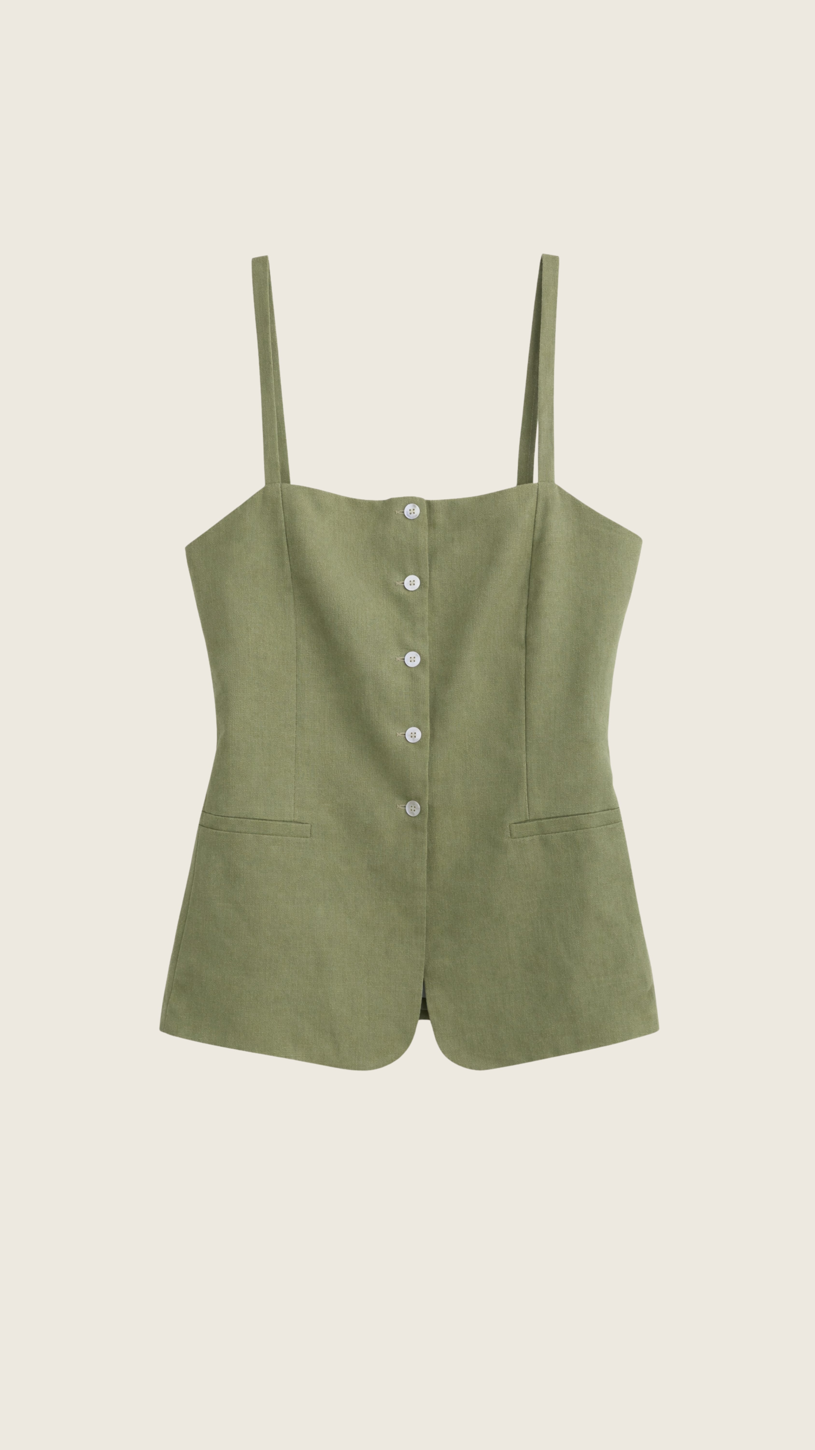 Colete Luana 100% Linho Cáqui