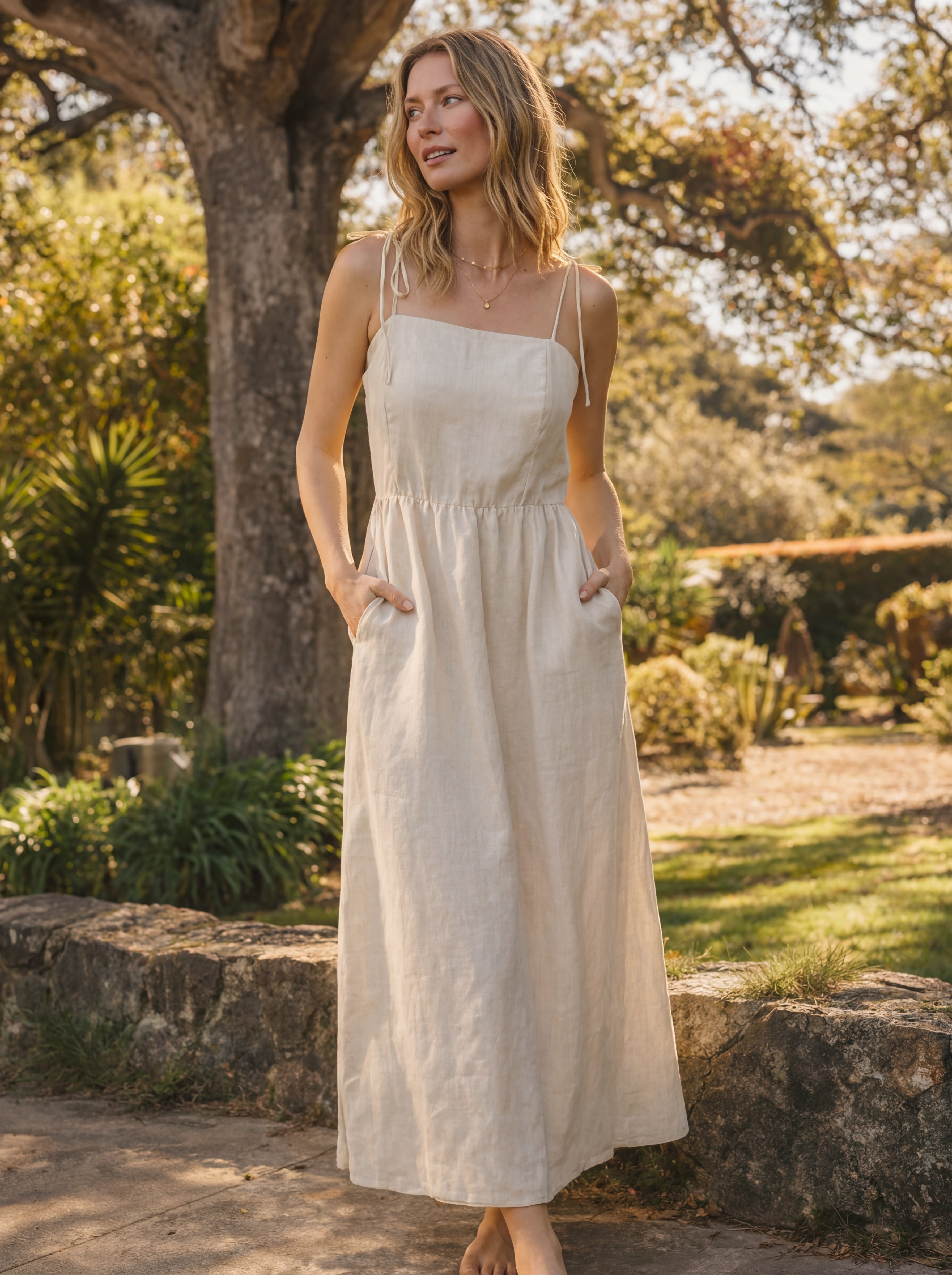 Vestido Dália Longo Linho Puro