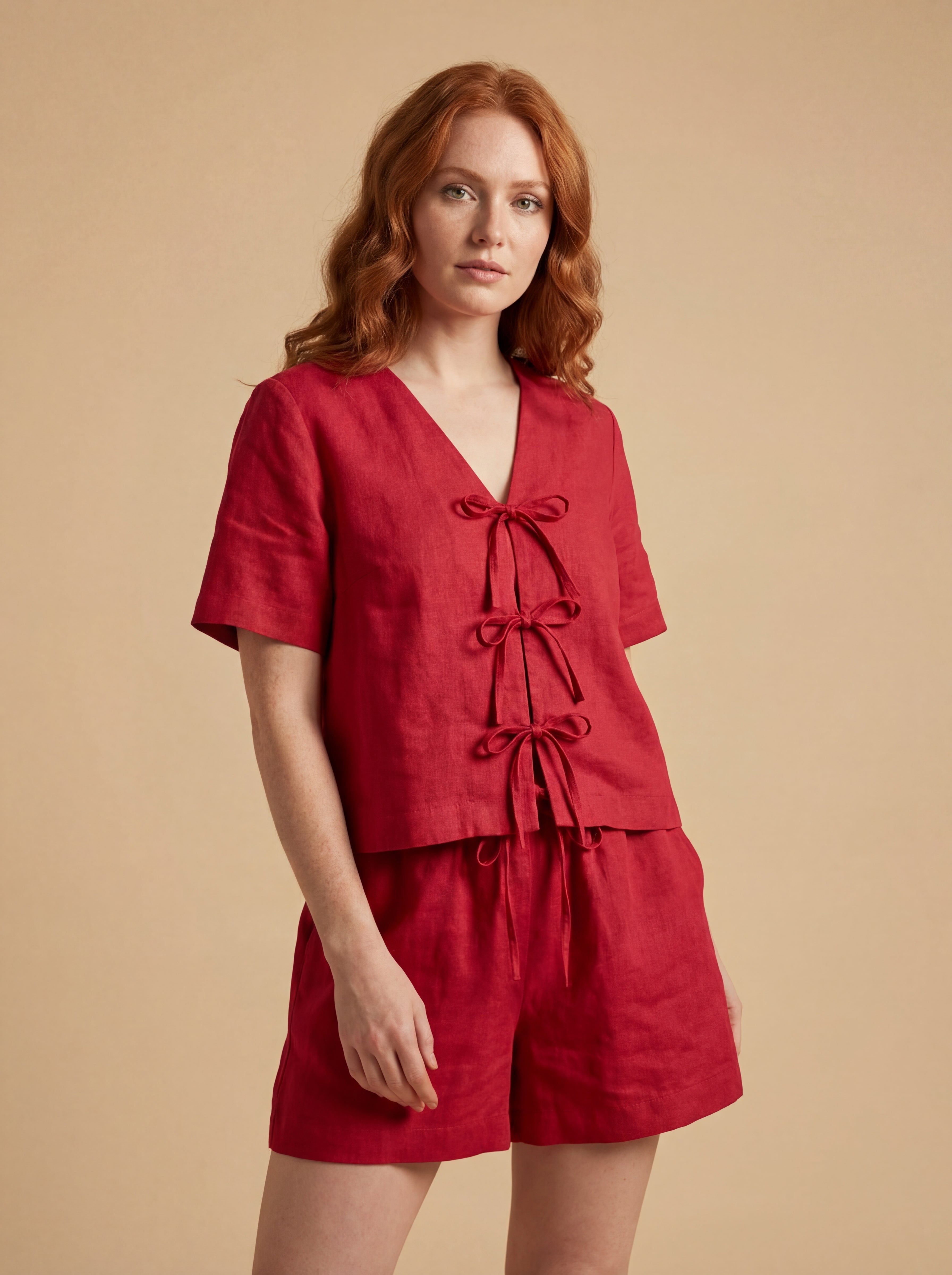 Blusa Laços Frontais Linho Puro