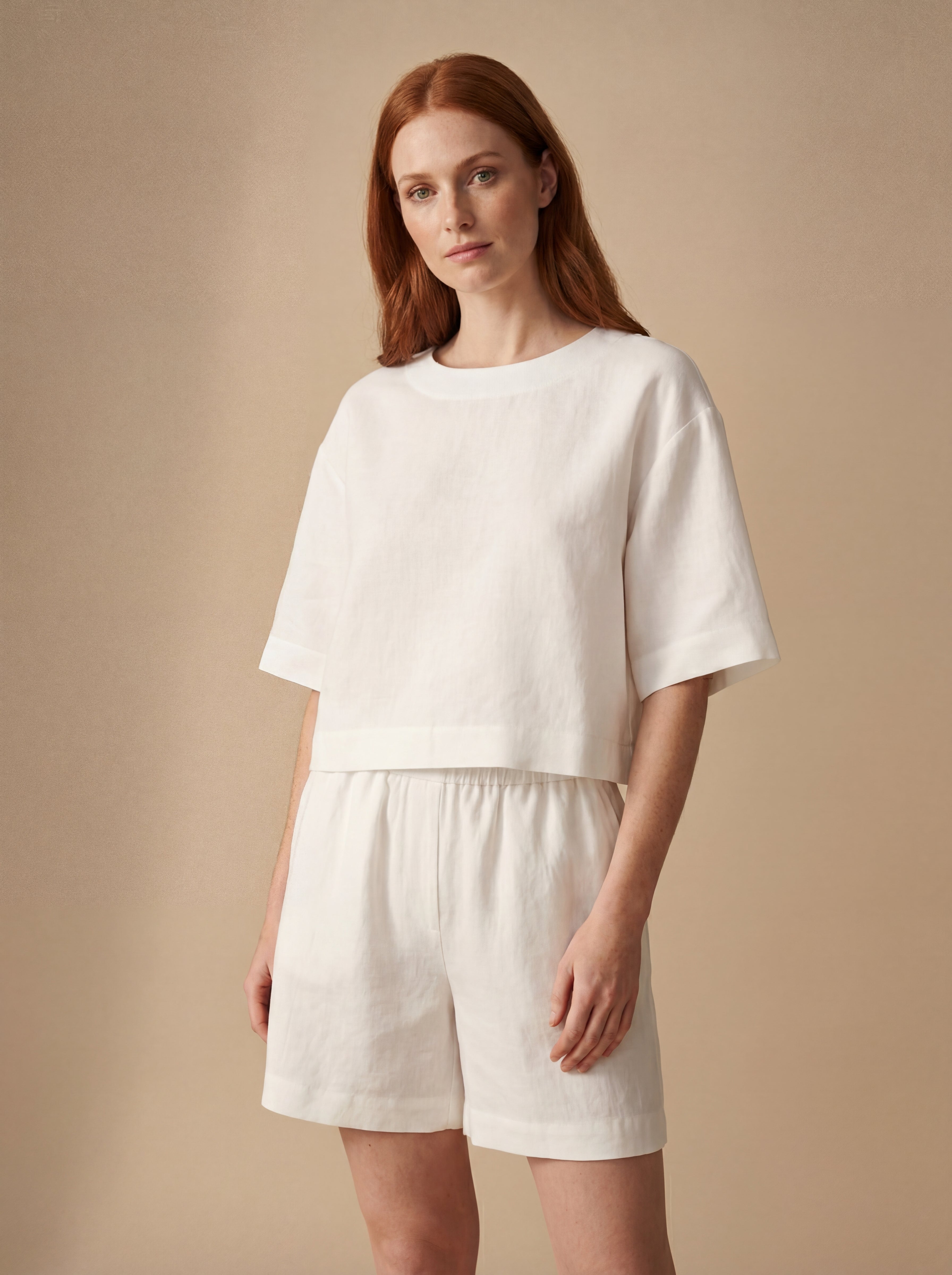 Conjunto Blusa Mayra e Shorts Dora Linho Puro · 2 peças