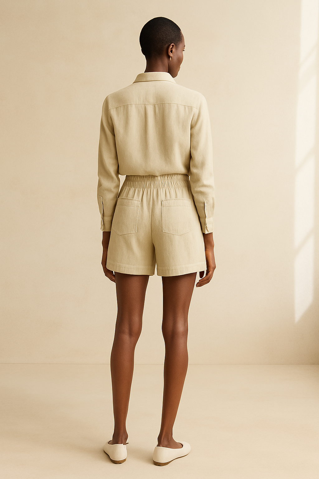 Shorts Dora 100% Linho Areia